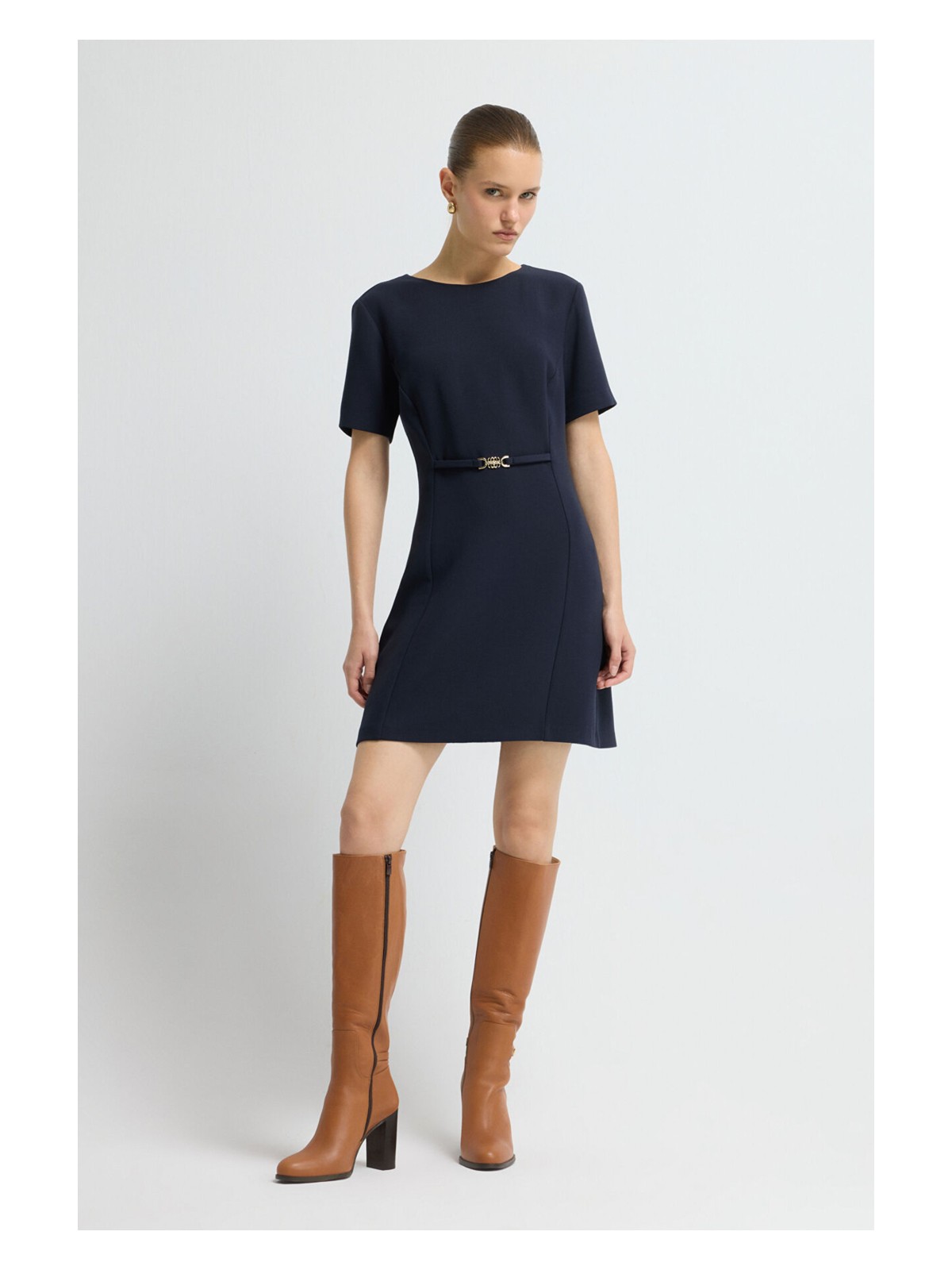 adL Adl Toka Detaylı Mini Elbise Lacivert 12444225001