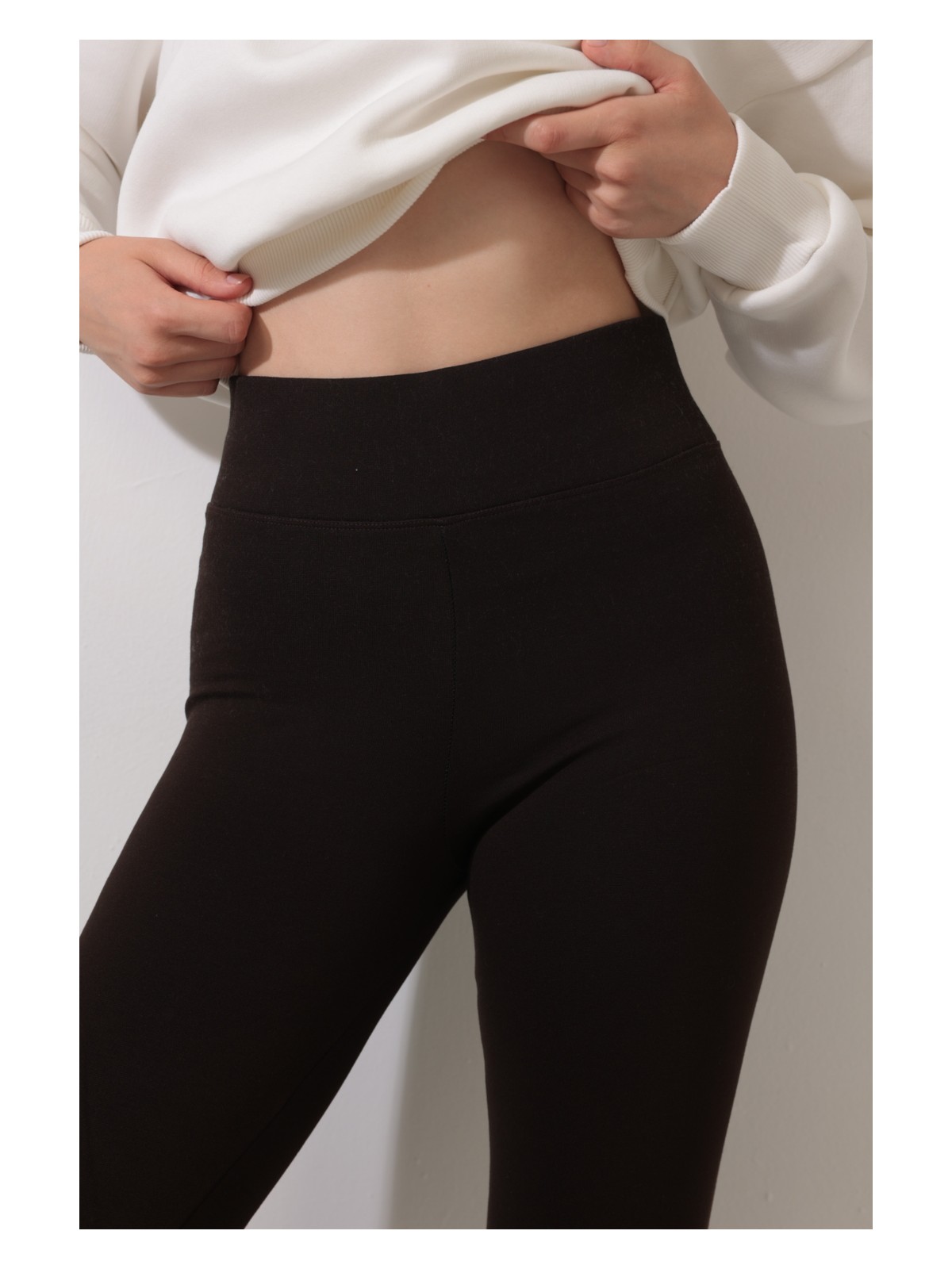 Warasiva Kadın Siyah Kışlık Içi Polarlı Yüksek Bel Toparlayıcı Korseli Interlok Çelik Örme Tayt - Görsel 6