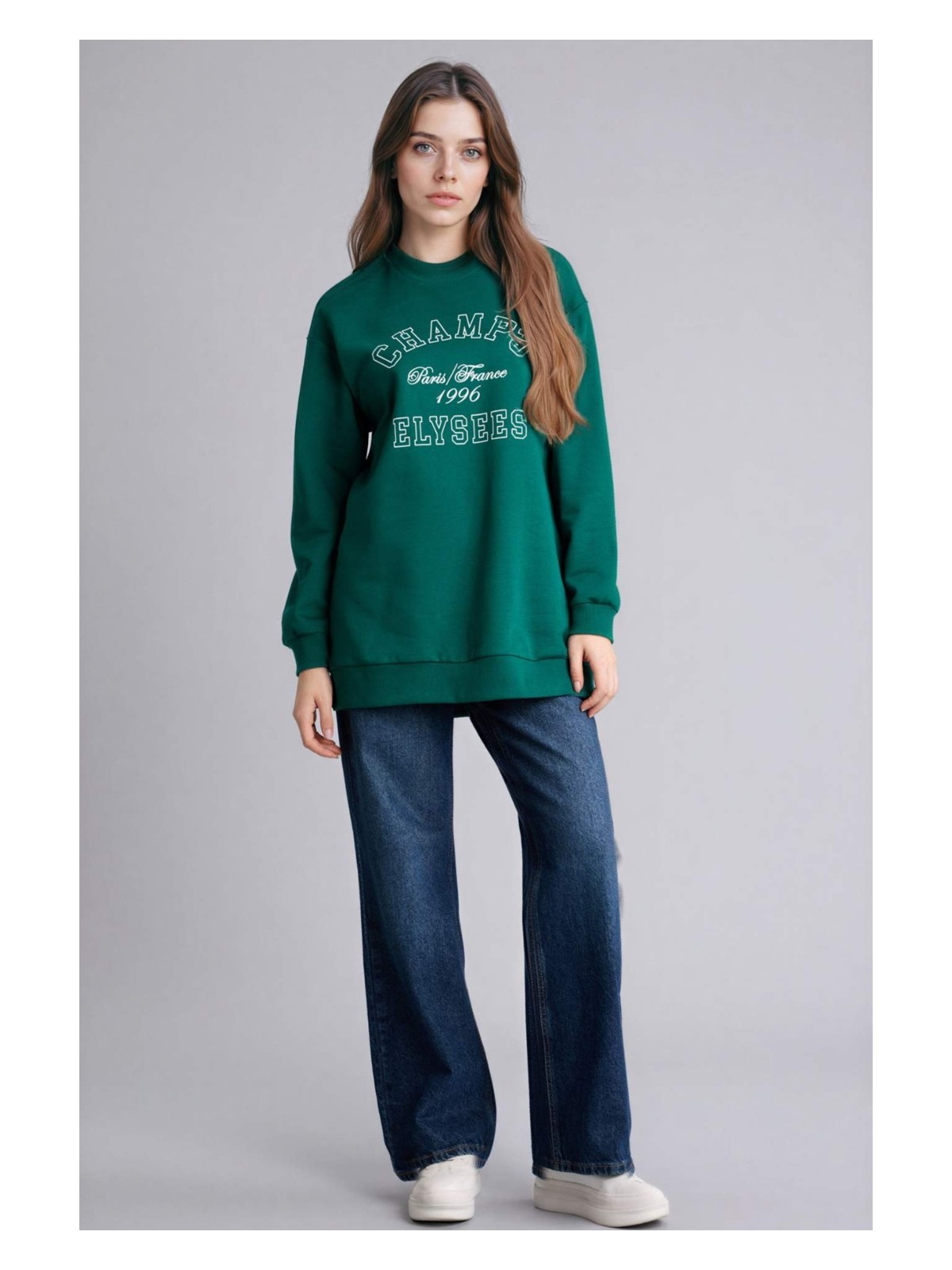 DeFacto Regular Fit Bisiklet Yaka Baskılı İçi Yumuşak Tüylü Sweatshirt Tunik F3088AX25WN