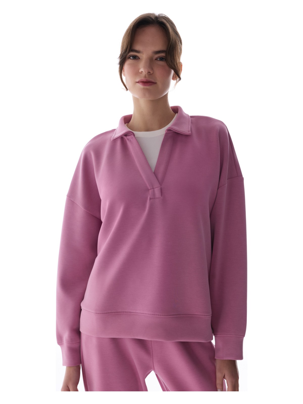 Penti Gül Pembesi Polo Yaka Modal Sweatshirt