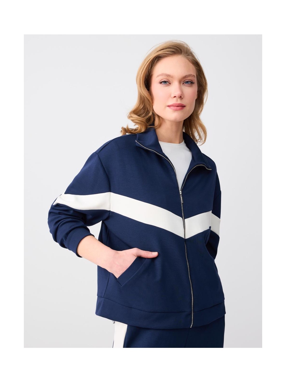 Jimmy Key Lacivert Rahat Kesim Cep Detaylı Modal Örme Ceket