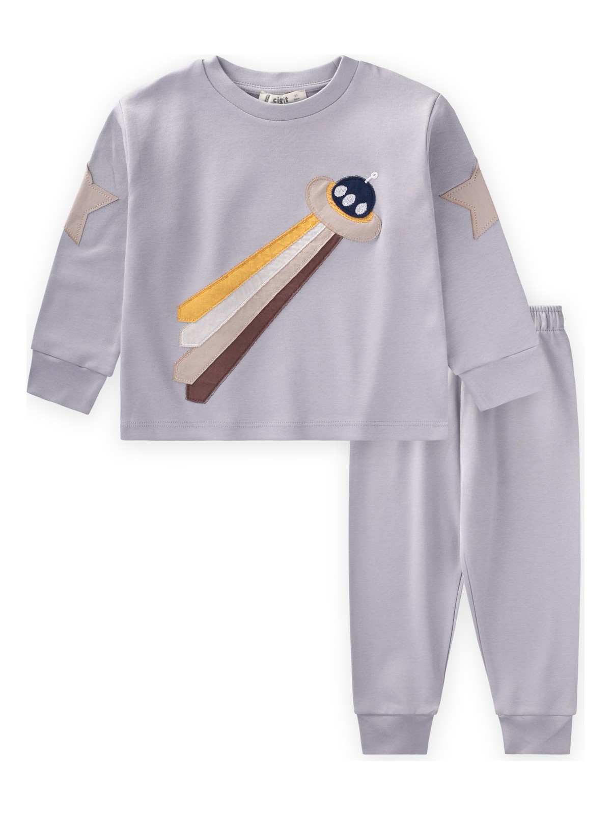 Cigit Uzay Aracı Aplikeli Pijama Takım 2-8 Yaş Yeşil - Görsel 3