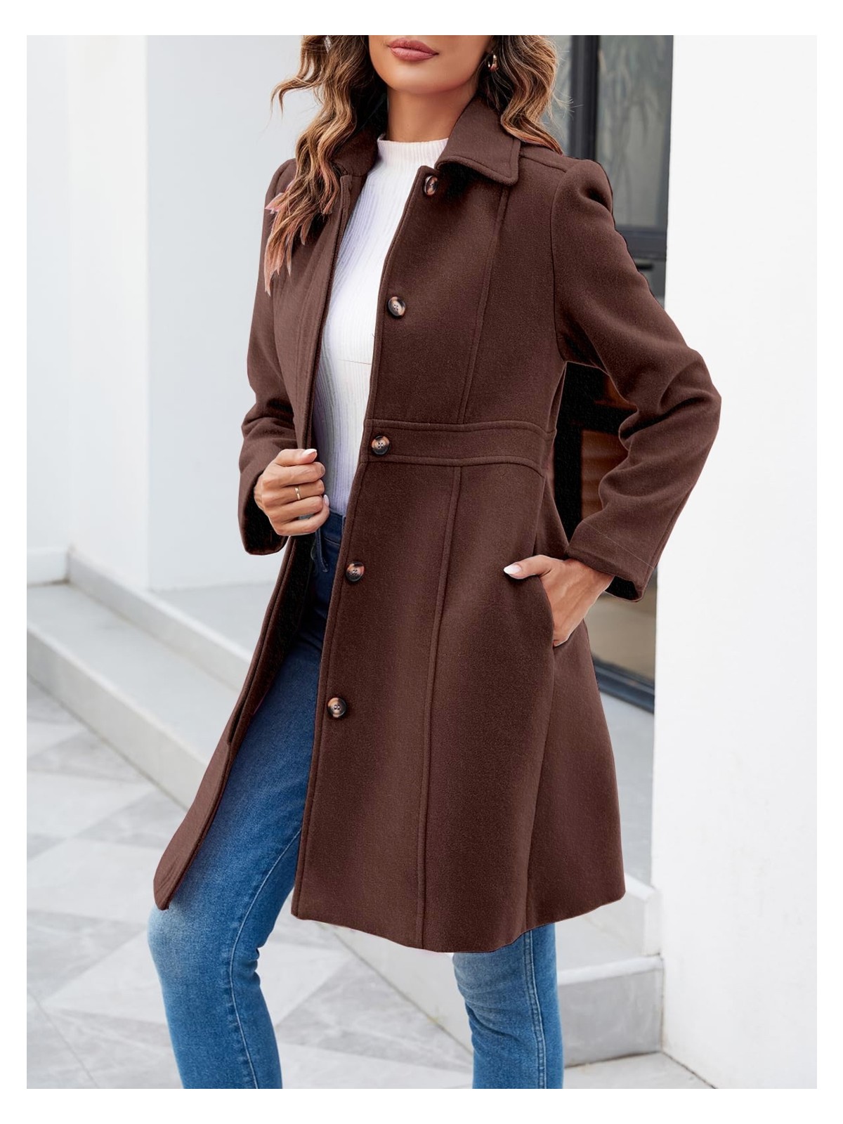 Barbora Dikiş Detaylı Tasarım Kaşe Kaban