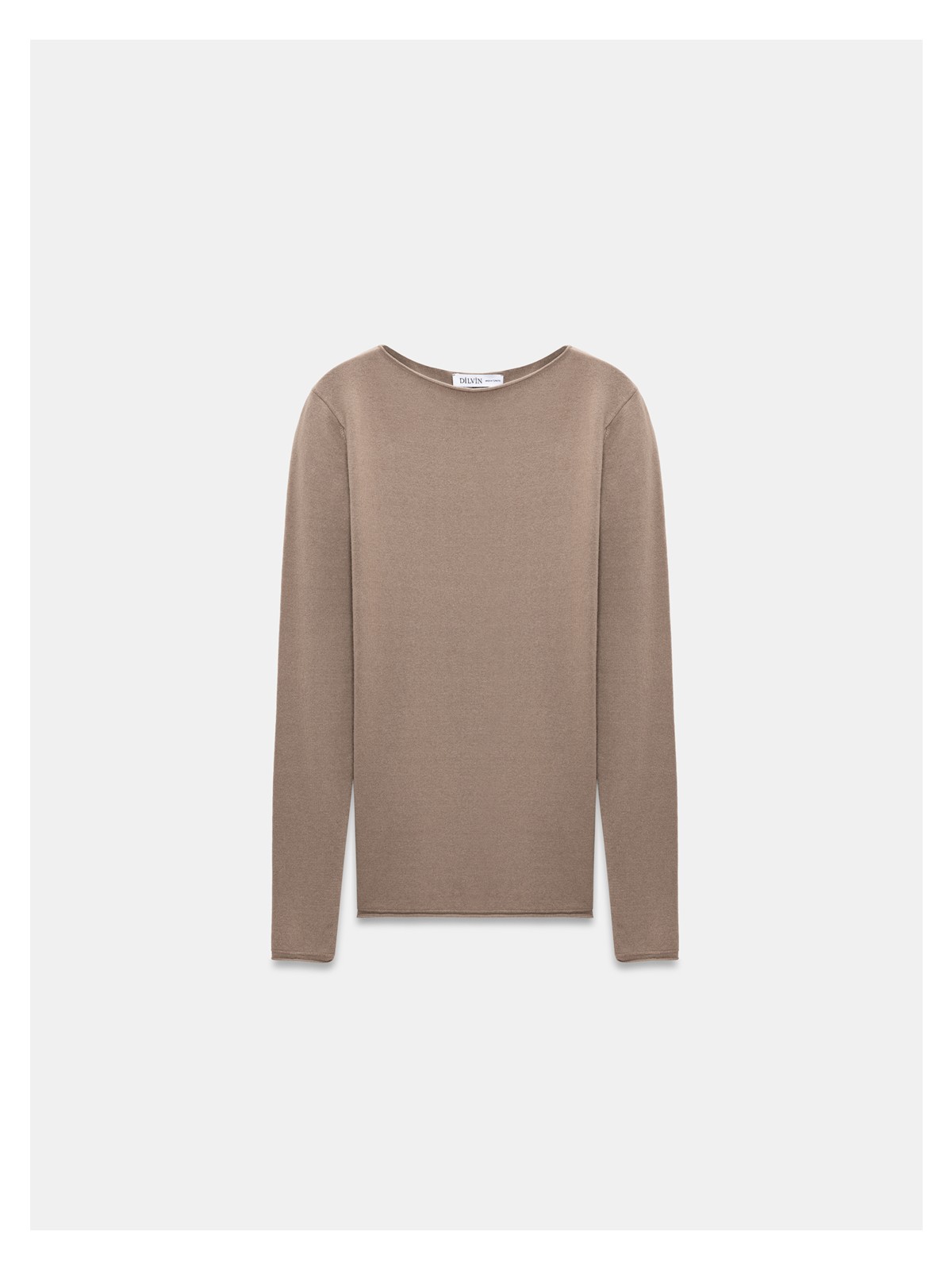 Dilvin 10840 Kayık Yaka Kaşmir Karışımlı Kazak-Koyu Vizon