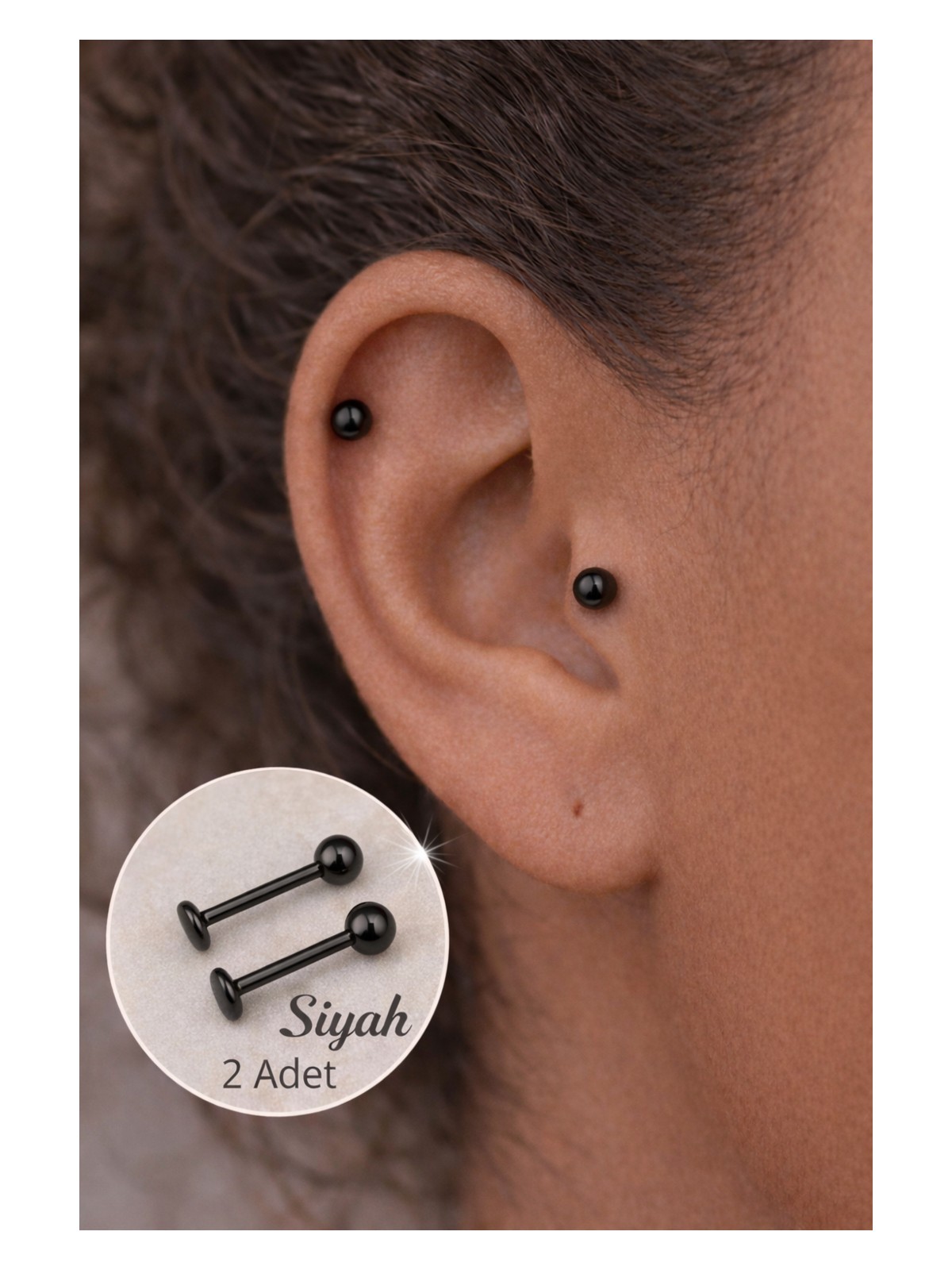 Sacce Scarves & Accessories 316L Cerrahi Çelik Top Piercing – Kulak, Tragus, Helix, Dudak, Burun & Dil Uyumlu (2 Adet)