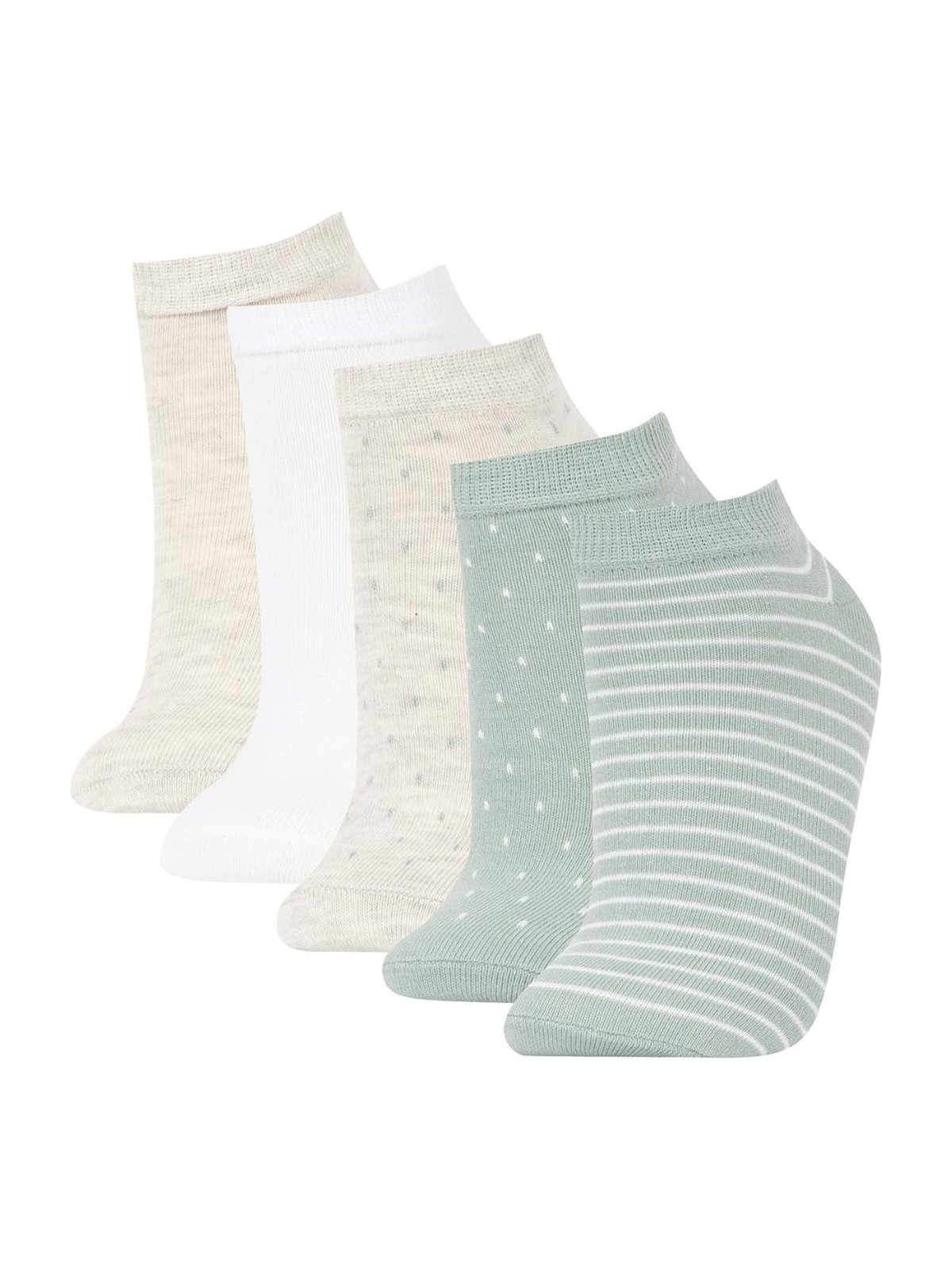 DeFacto Kadın 5'li Pamuklu Puantiyeli Çizgili Patik Çorap Y6670AZNS