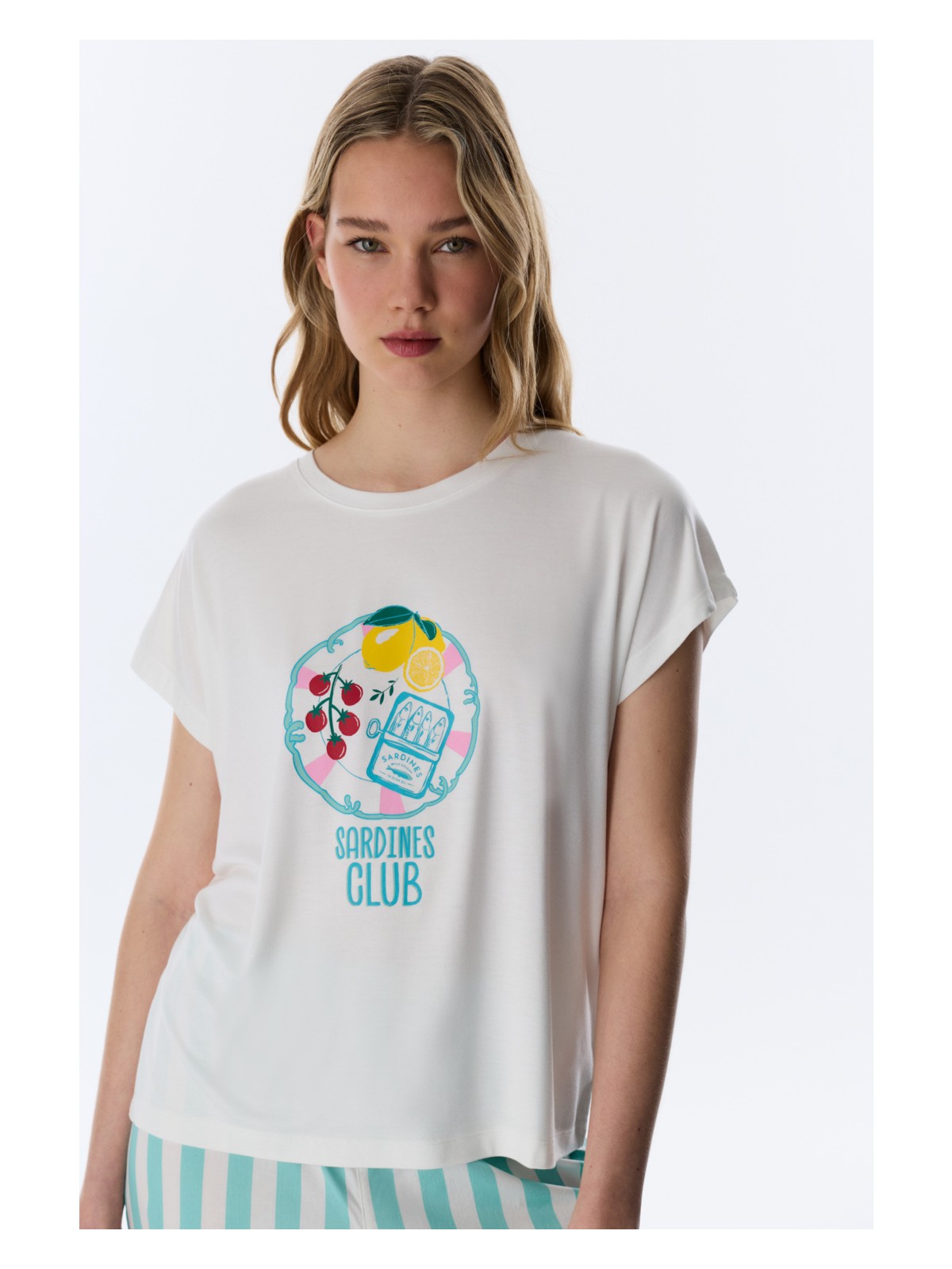 Penti Kırık Beyaz Hailey Tişört Pijama Üstü