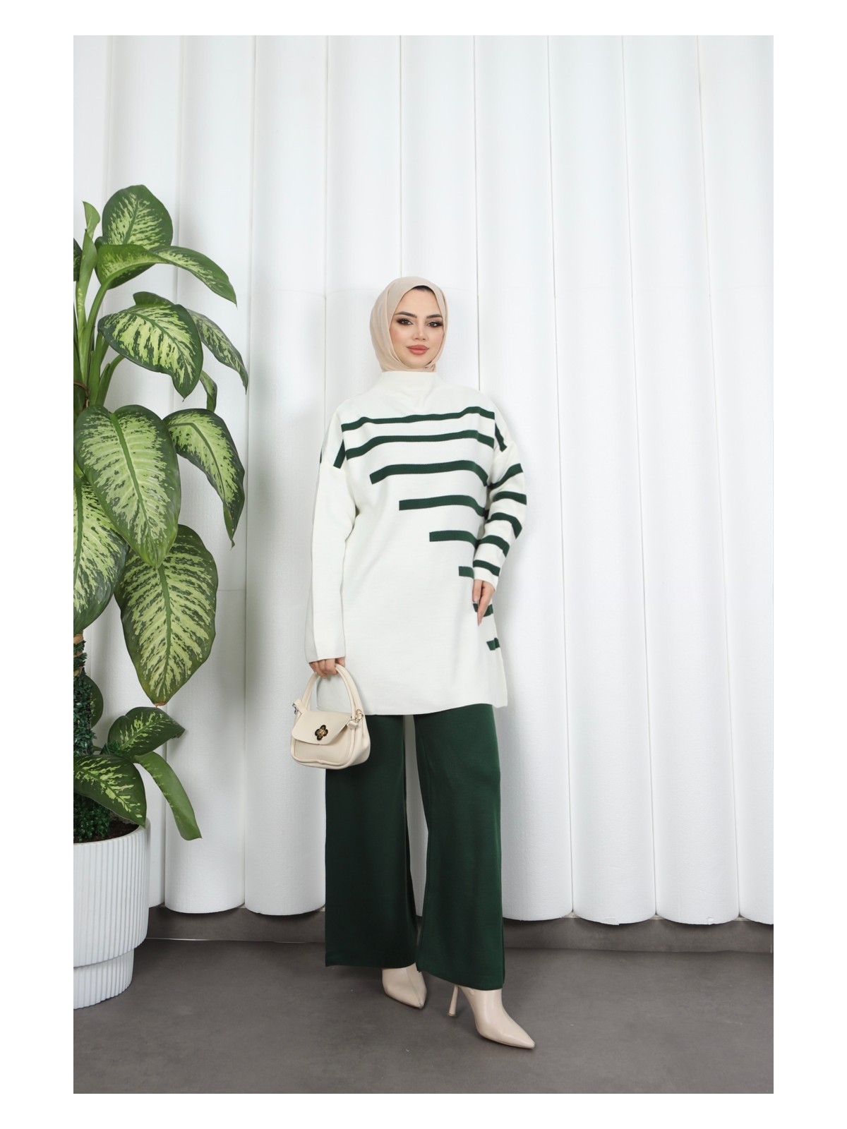 Nisum Moda Çizgi Detaylı Triko Takım - Görsel 6