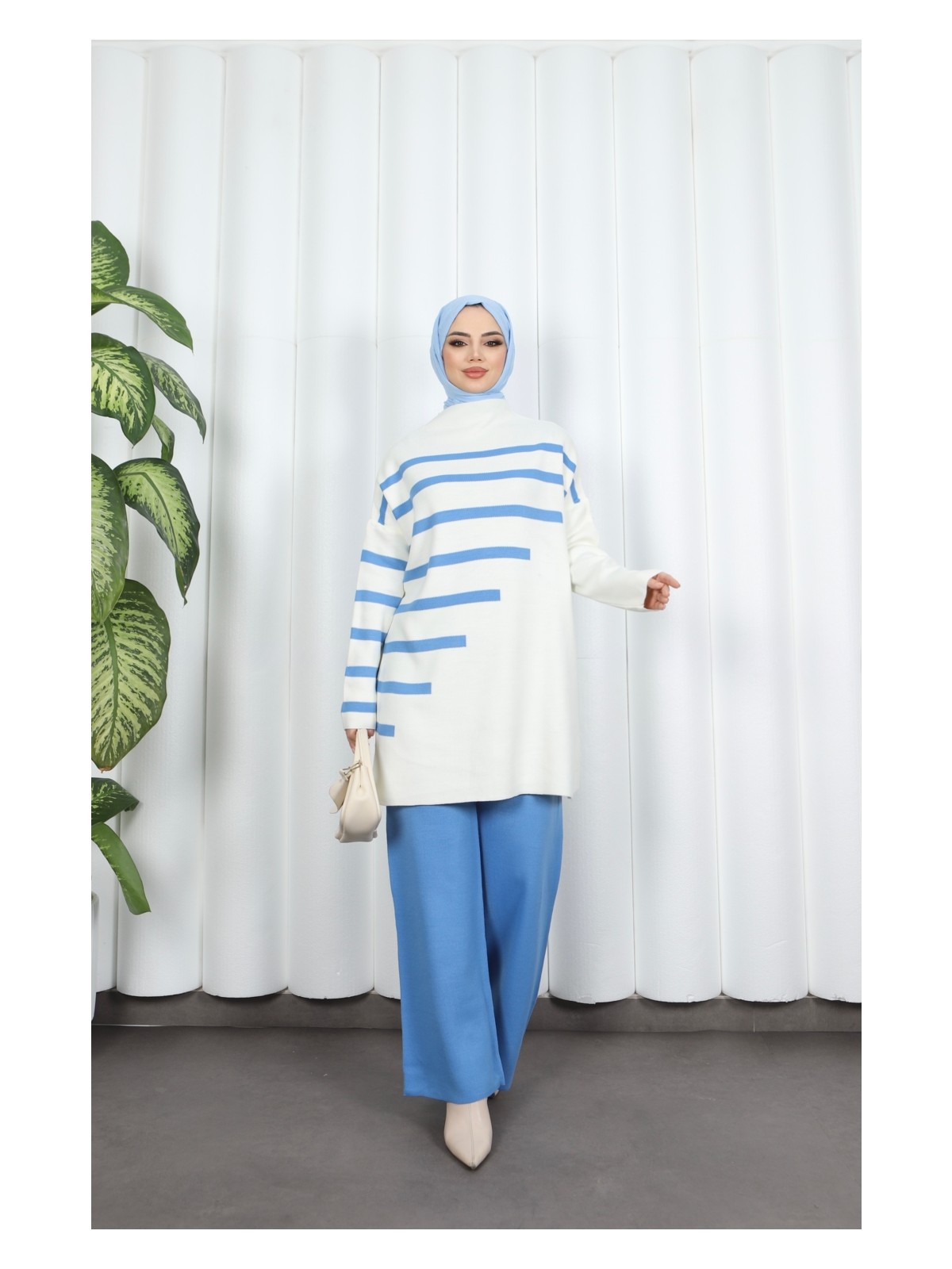 Nisum Moda Çizgi Detaylı Triko Takım - Görsel 7