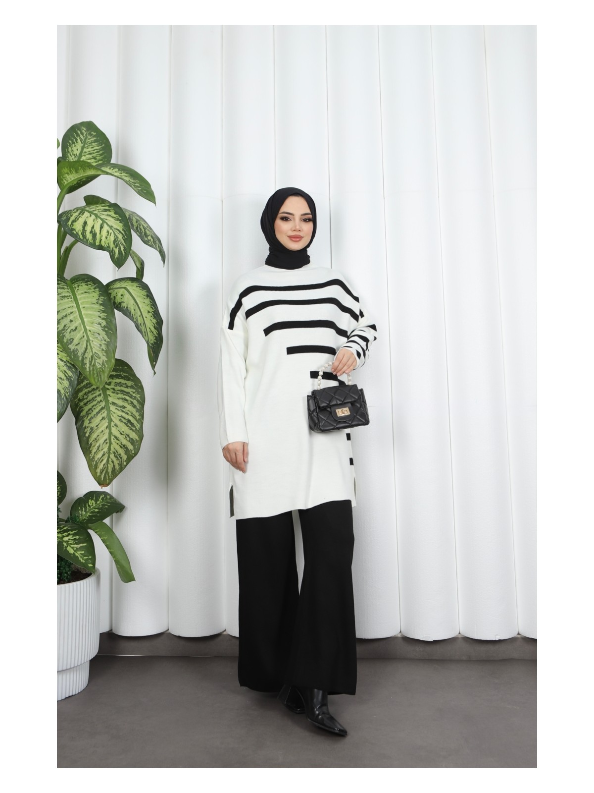 Nisum Moda Çizgi Detaylı Triko Takım - Görsel 8