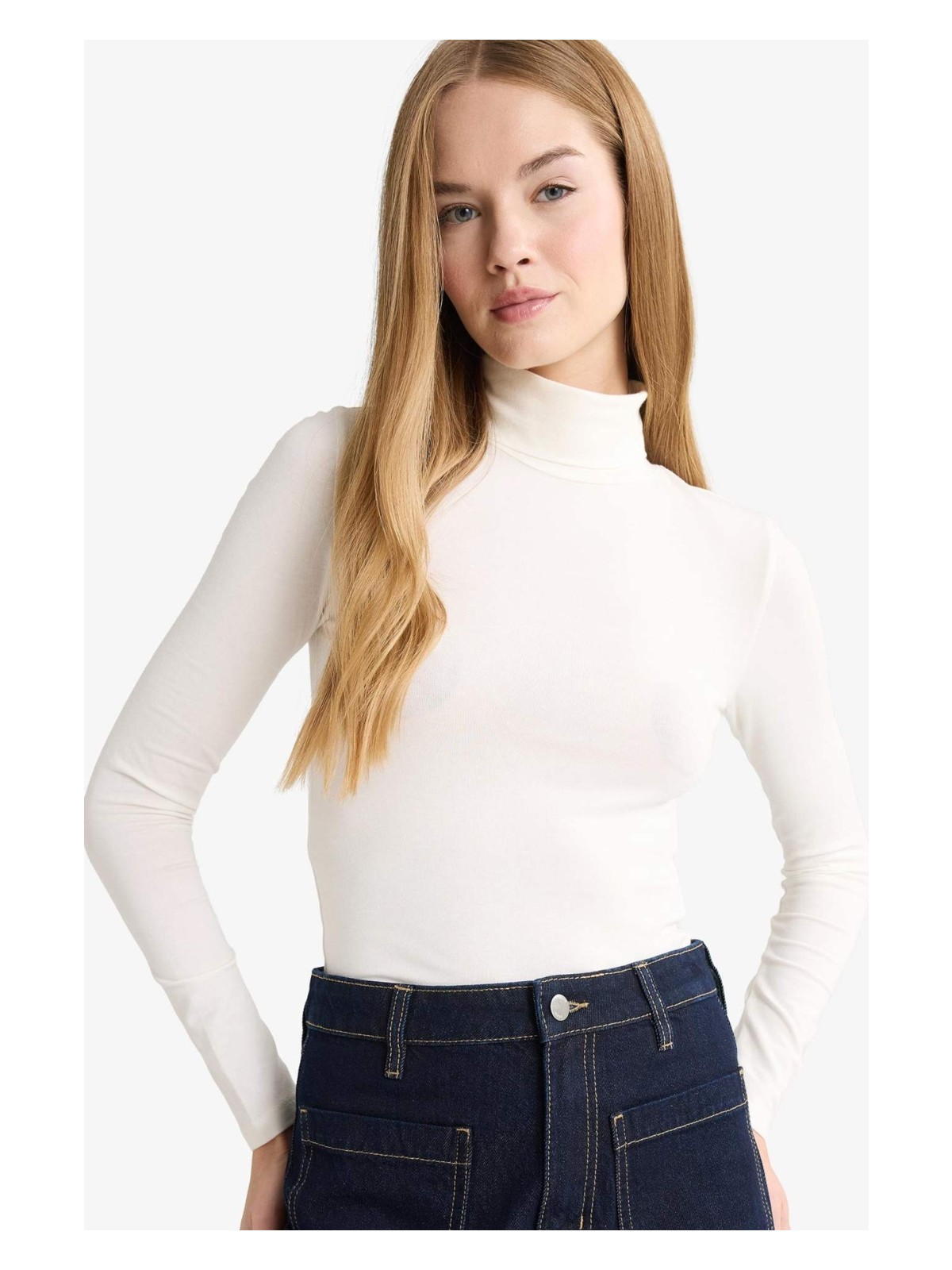 DeFacto Fitted Balıkçı Yaka Modal Uzun Kollu Tişört G5826AX25WN - Görsel 4