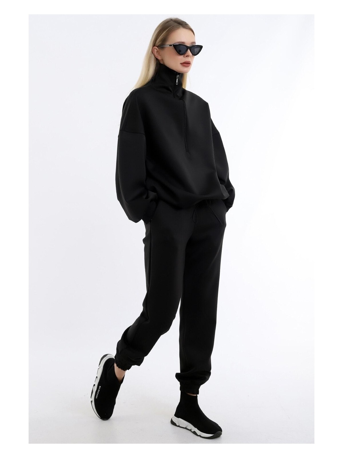 Dreamlike Kadın Uzun Fermuarlı Ekru Jogging Takım, Günlük Kullanıma Uygun Yumuşak Kumaş Özelliği - Görsel 4