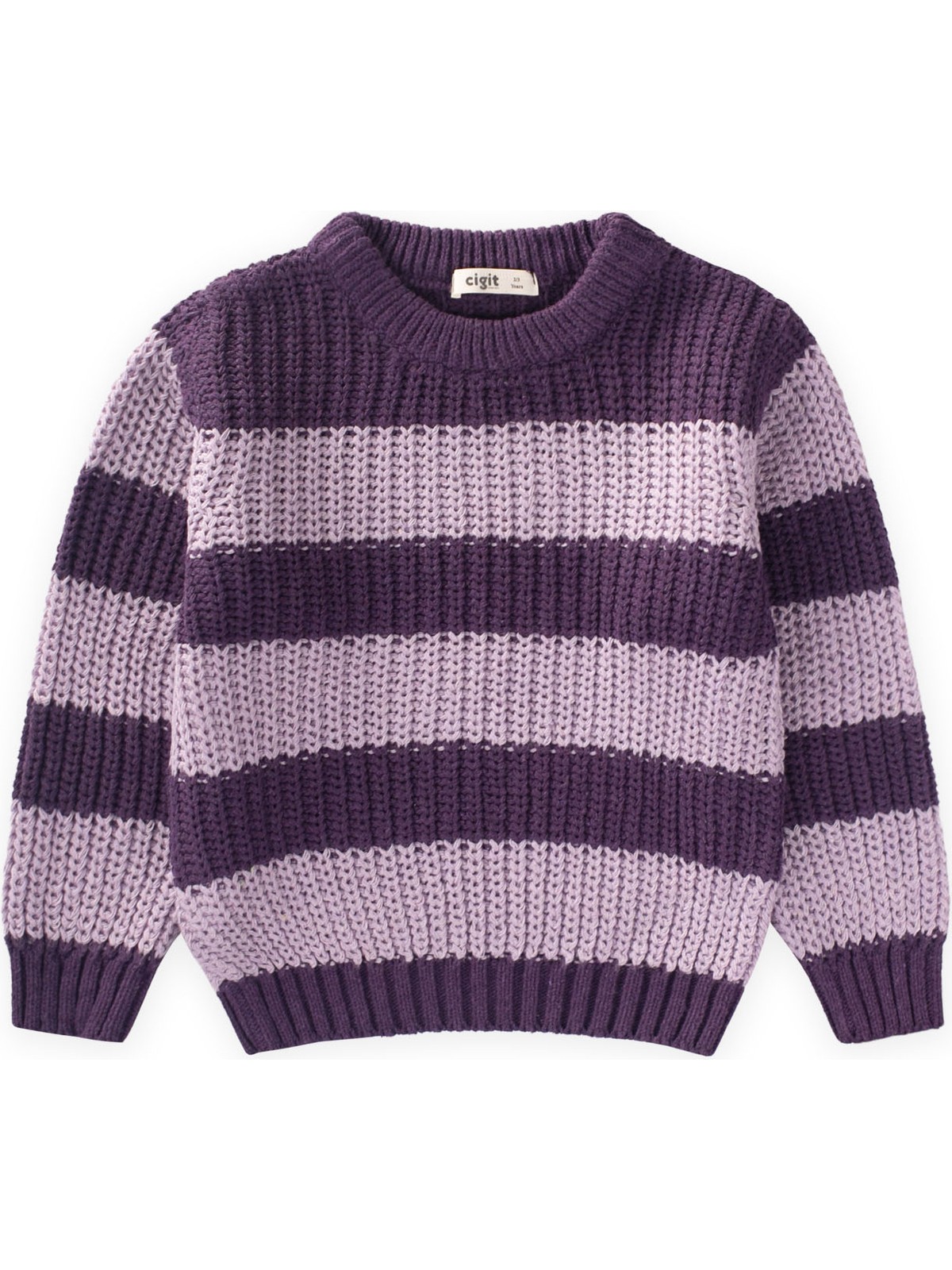 Cigit Selanik Çizgili Triko Kazak 2-8 Yaş Mor