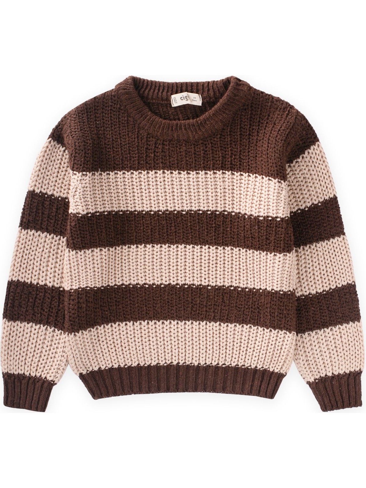 Cigit Selanik Çizgili Triko Kazak 2-8 Yaş Gül Kurusu - Görsel 3