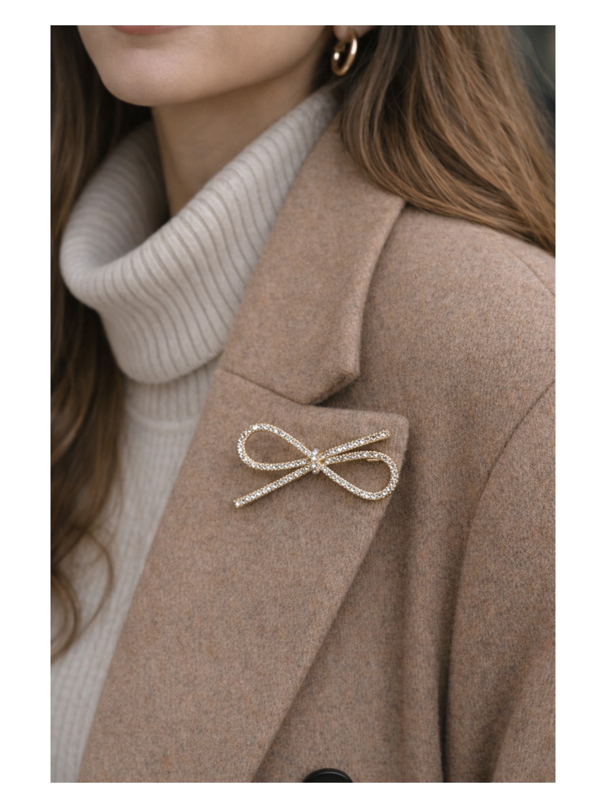 Modex Taş Detay Kurdele Fiyonk Broş (6cm)