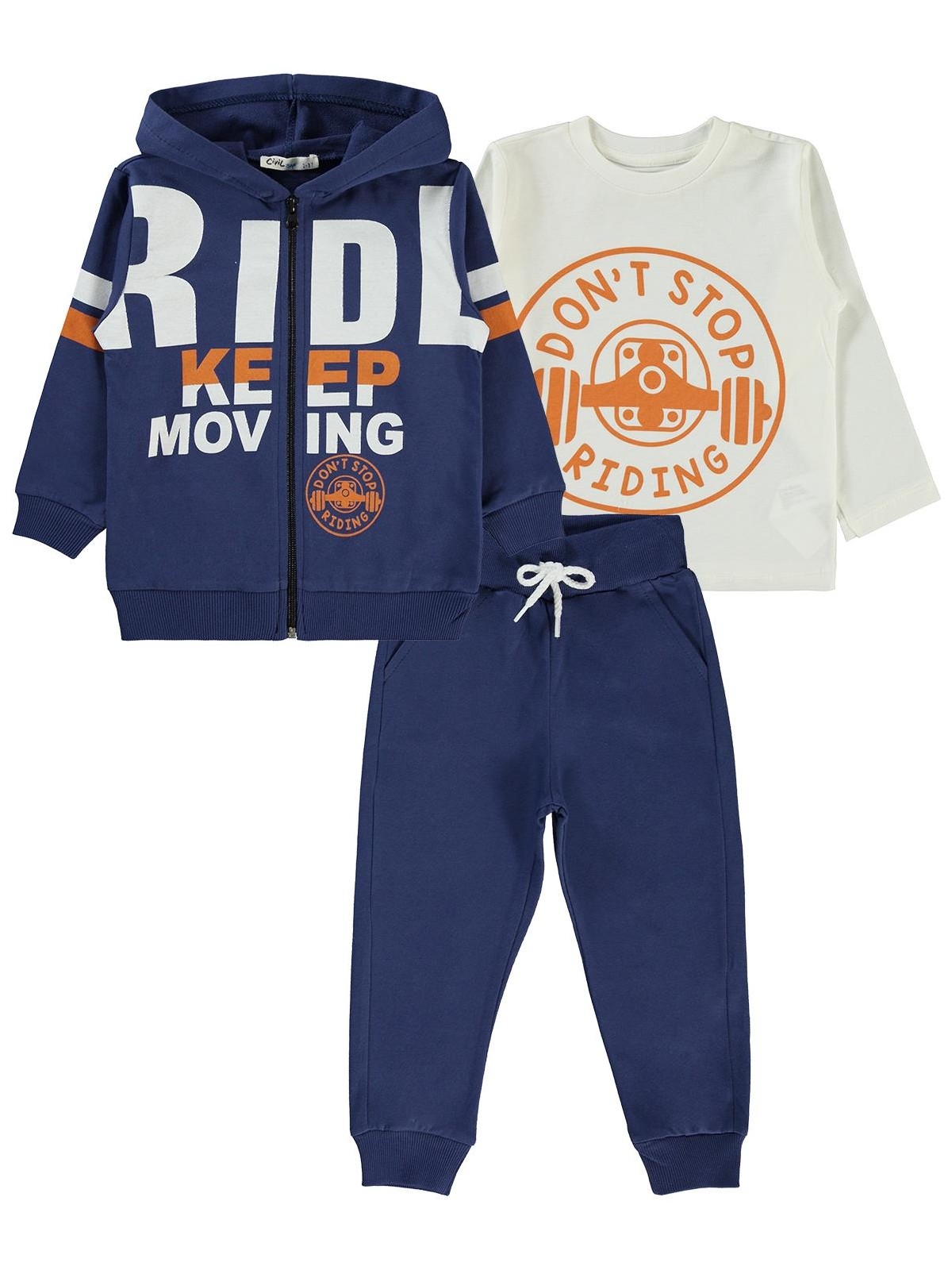 Civil Boys 3'lü Eşofman Takımı Mavi 2-5 Yaş Erkek Çocuk için Özel Tasarım