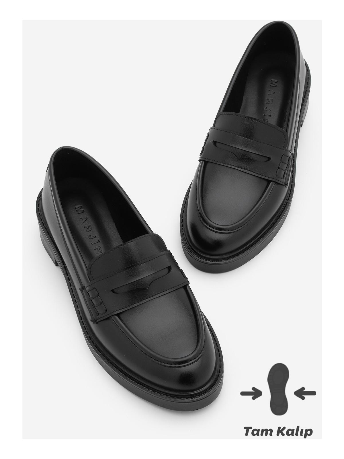 Marjin Kadın Loafer Günlük Klasik Ayakkabı Fonle Siyah