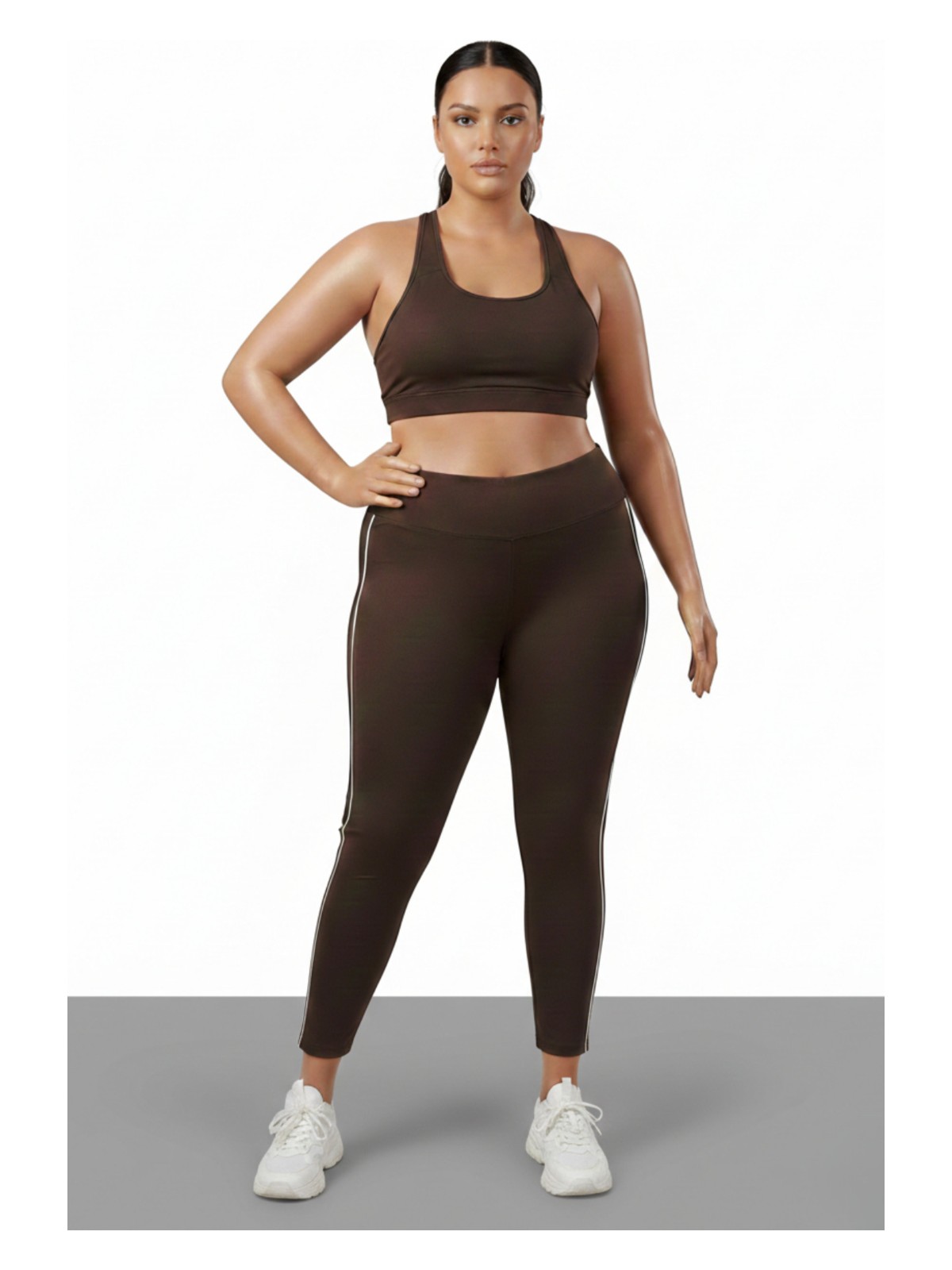 Soft & Basic Softandbasic Kadın Dalgıc Kumaş Yanları Şeritli Geniş Paça Battal Büyük Beden Tayt 2xl-3xl-4xl-5xl-6xl - Görsel 4