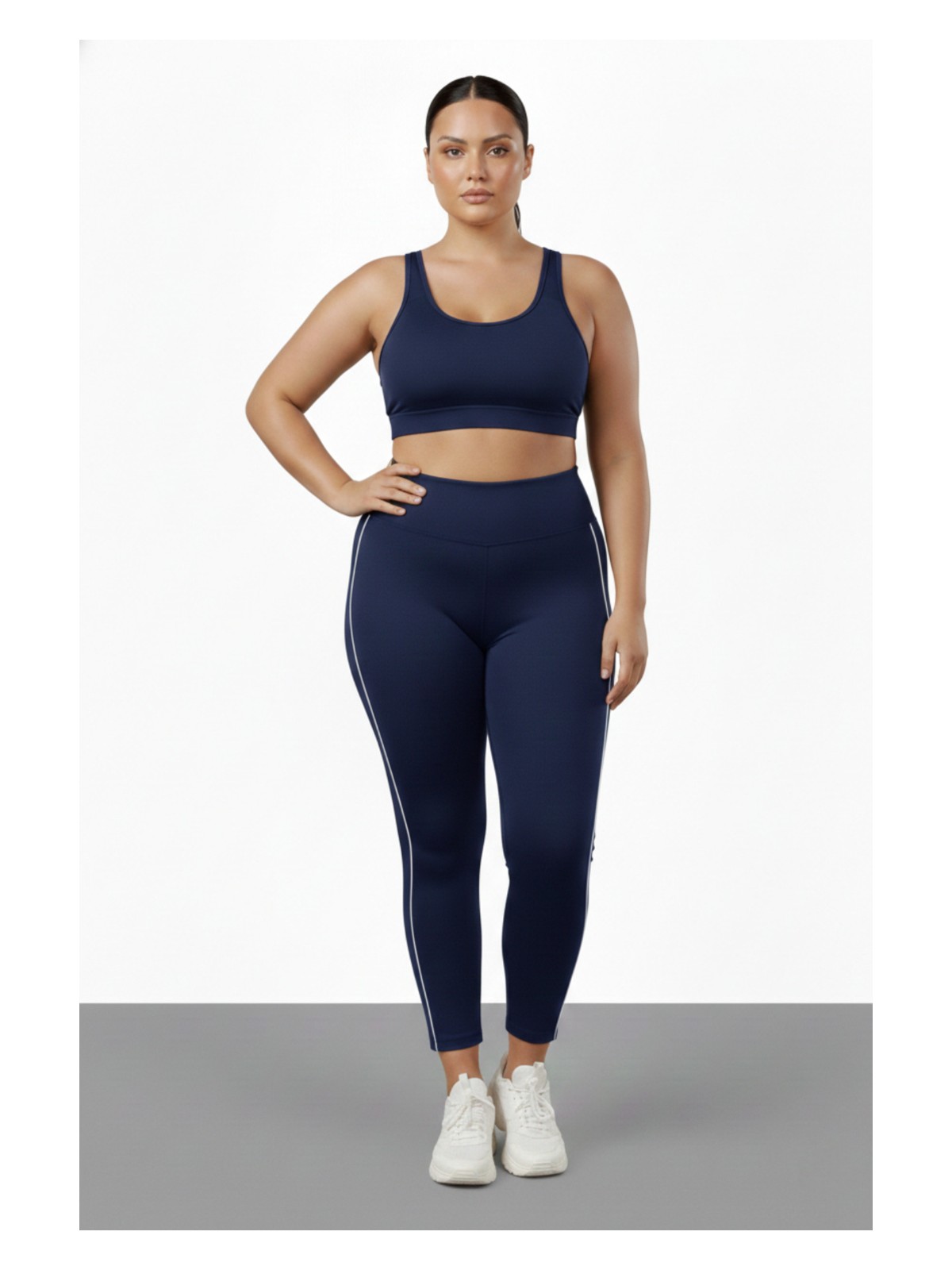 Soft & Basic Softandbasic Kadın Dalgıc Kumaş Yanları Şeritli Geniş Paça Battal Büyük Beden Tayt 2xl-3xl-4xl-5xl-6xl - Görsel 3