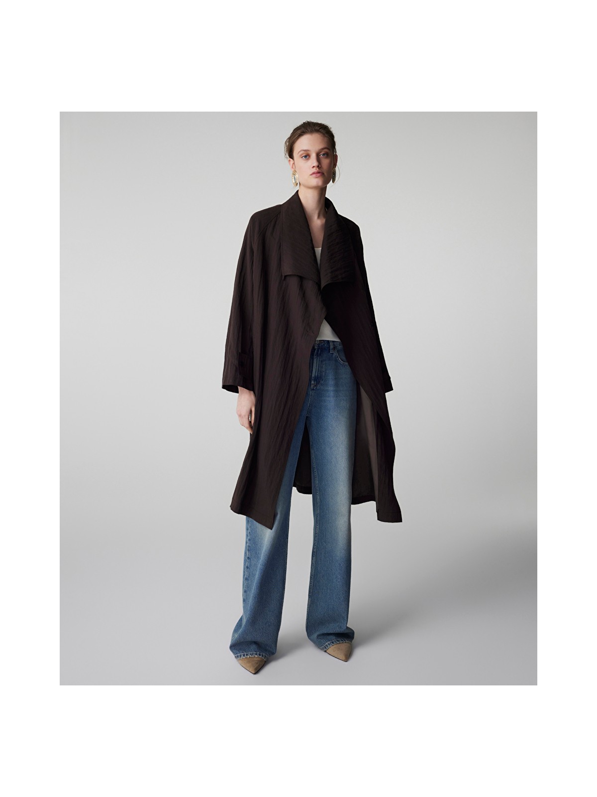 İpekyol Kuşaklı Teknik Kumaş Pardösü IS1260011023074