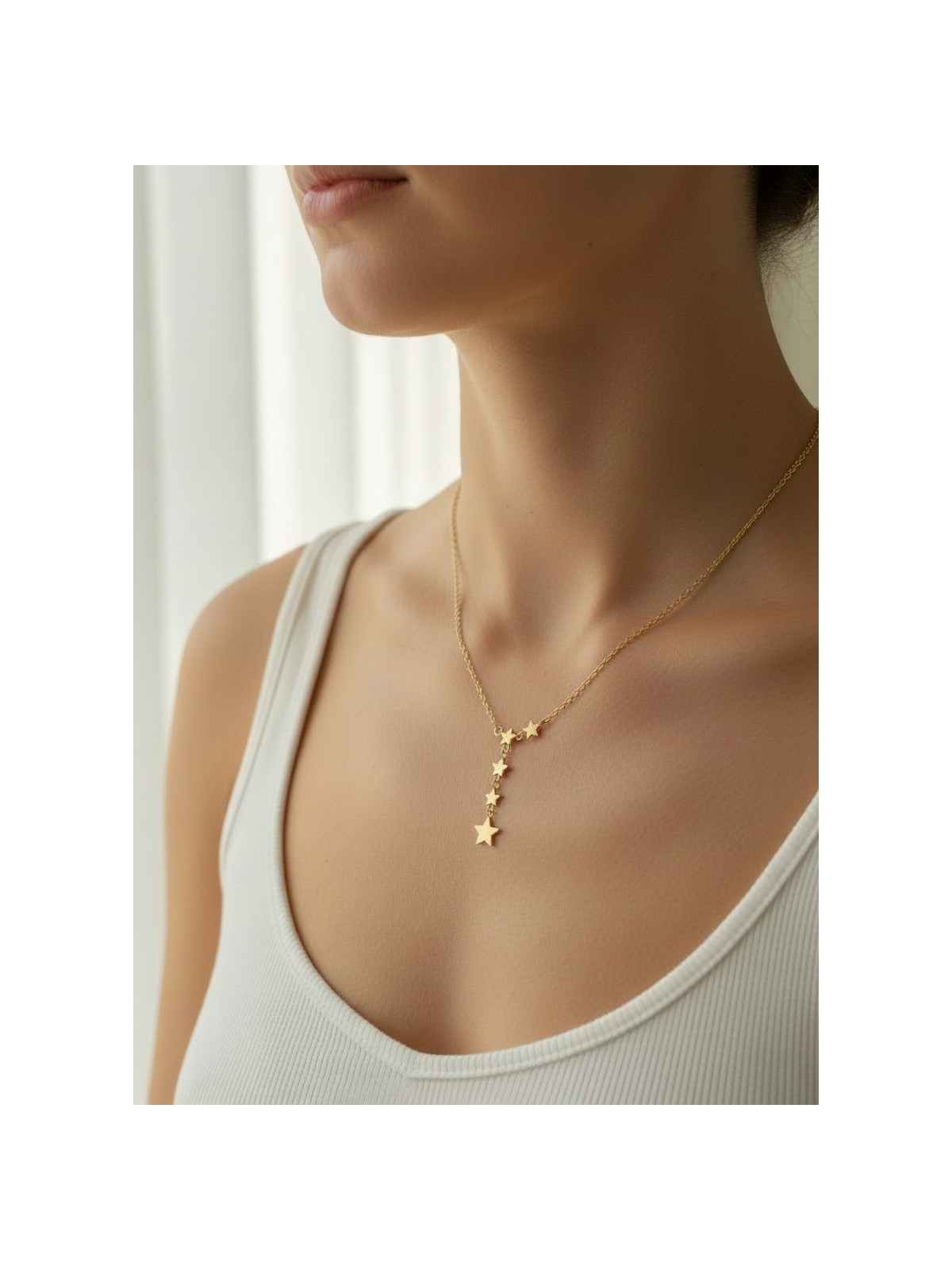 Atalya Accessory Sallanan Yıldız Detaylı Çelik Kadın Y Kolye – Kararma Yapmaz Minimal Şık Kolye - Görsel 4