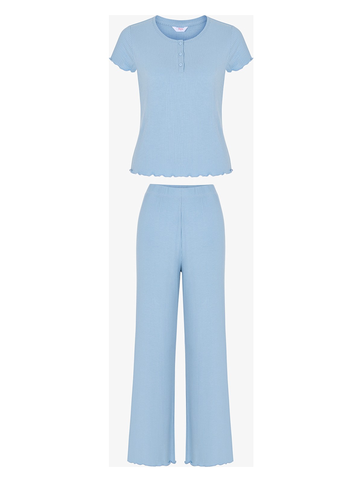 Penti Mavi Ella Solid Pantolon Pijama Takımı