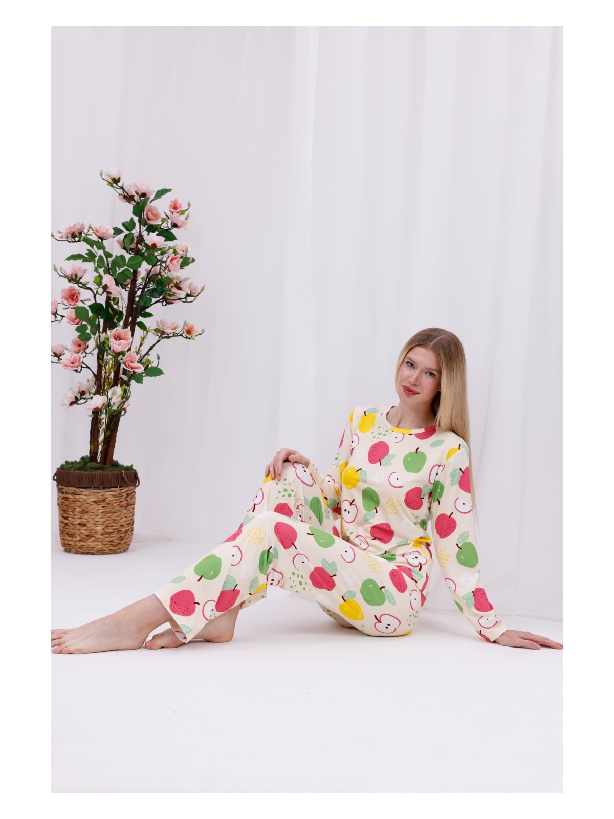 Arvin Pijama Kadın Yumuşak Dokulu Rahat Kalıp Uzun Kollu Örme Pijama Takımı - Görsel 3