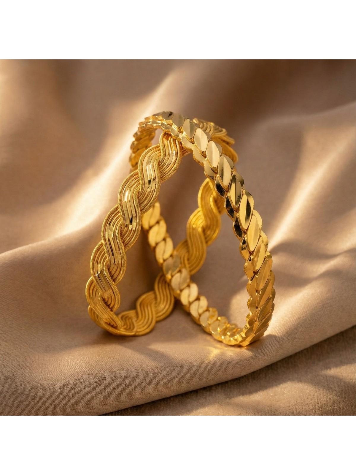 Ferizz Altın Kaplama Üçlü Burma ve Örgü Burma Bilezik Kombin BND-142