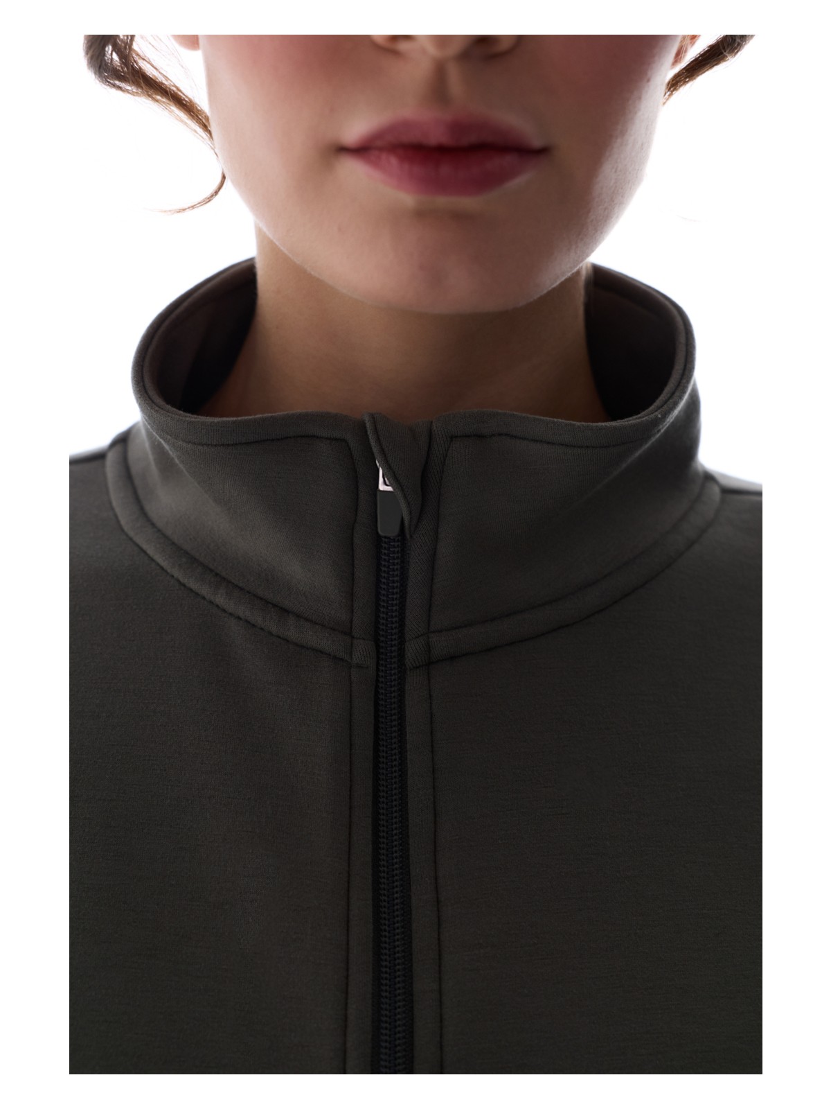 Penti Haki İpeksi Dokunuş Silky Feel Fermuar Yaka Kanguru Cepli Uzun Kollu Sweatshirt - Görsel 4