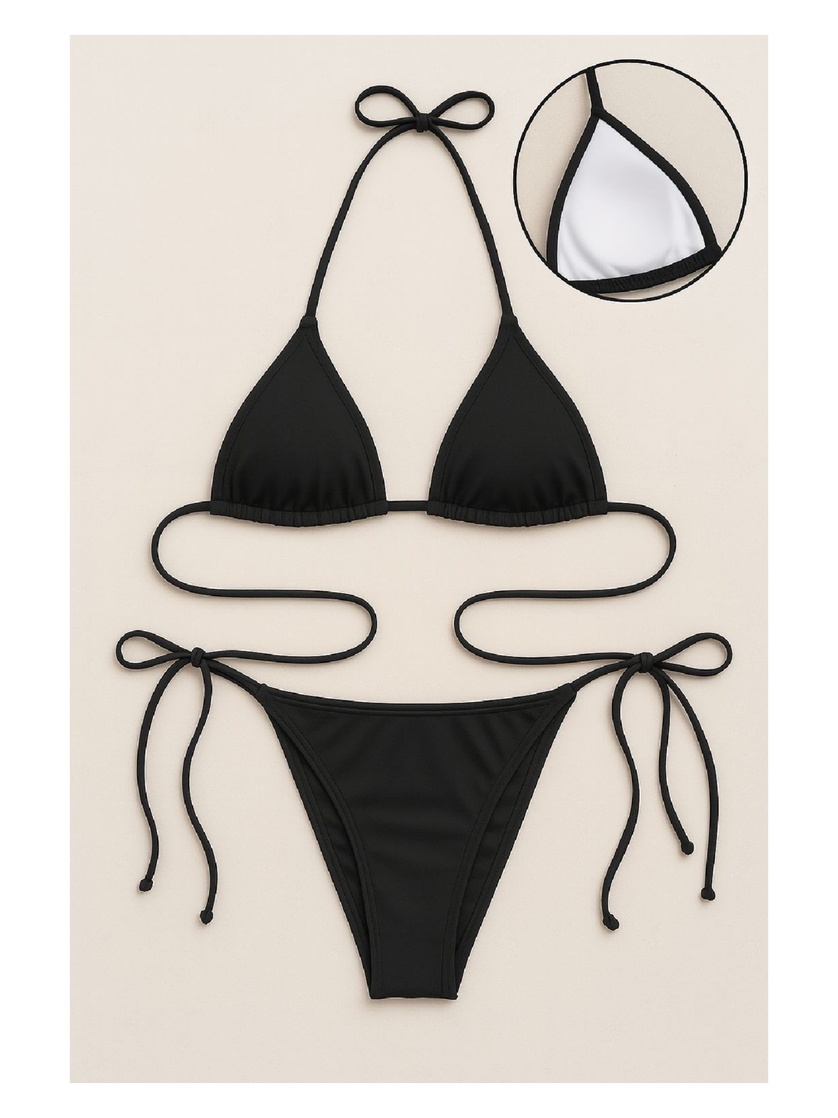 İlk El Grup Ieg™ Kadın Siyah Yandan ve Boyundan Bağlamalı Bikini Mayo Takımı