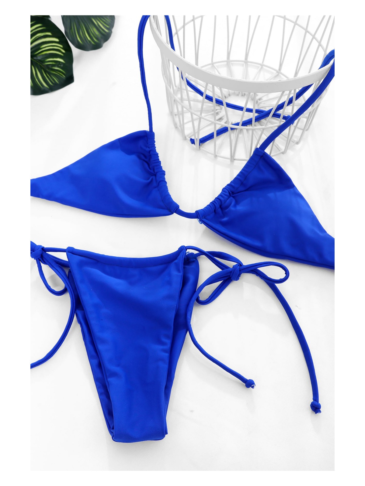 İlk El Grup Ieg™ Kadın Mavi Yandan Bağlamalı Tangalı Üçgen Bikini Mayo Takımı