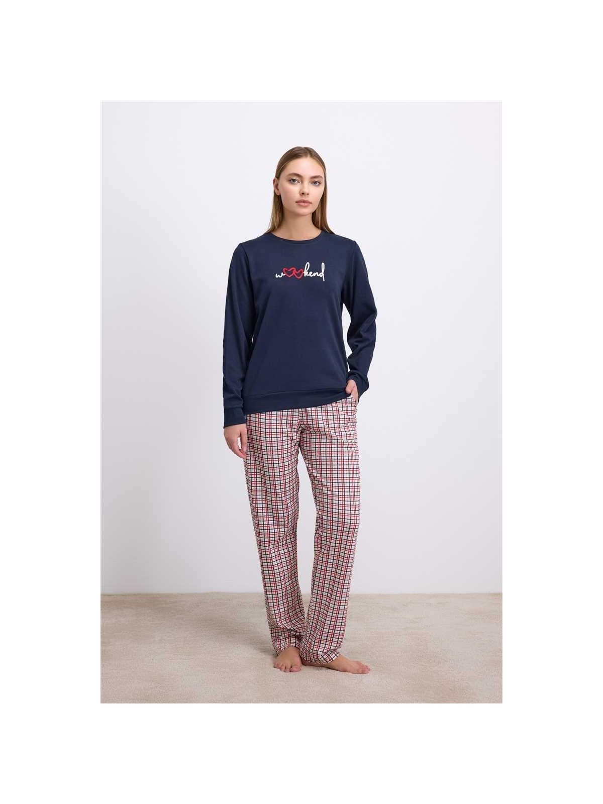 İlk El Grup Ieg™ %100 Pamuklu Uzun Kol Sweatshirt ve Ekose Pantolon Pijama Takımı