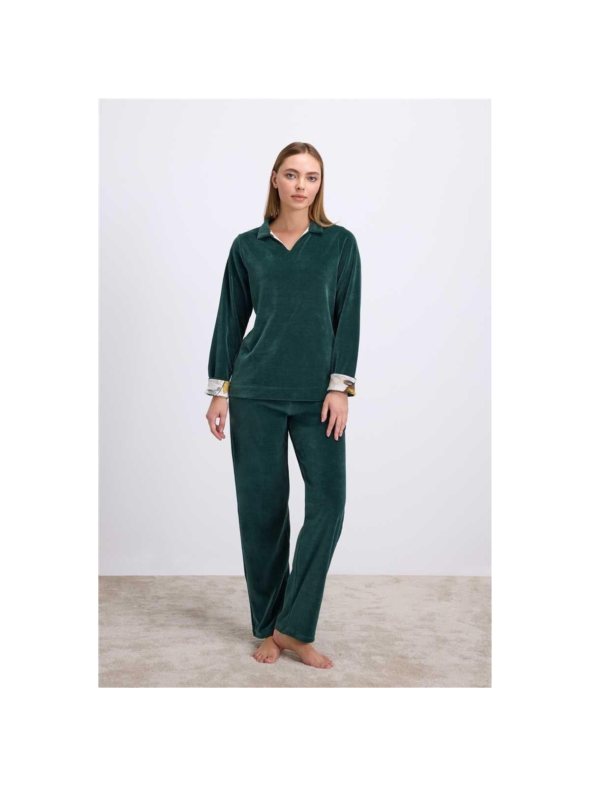 İlk El Grup Ieg™ Uzun Kollu Kadife Sweatshirt ve Pantolon Pijama Takımı