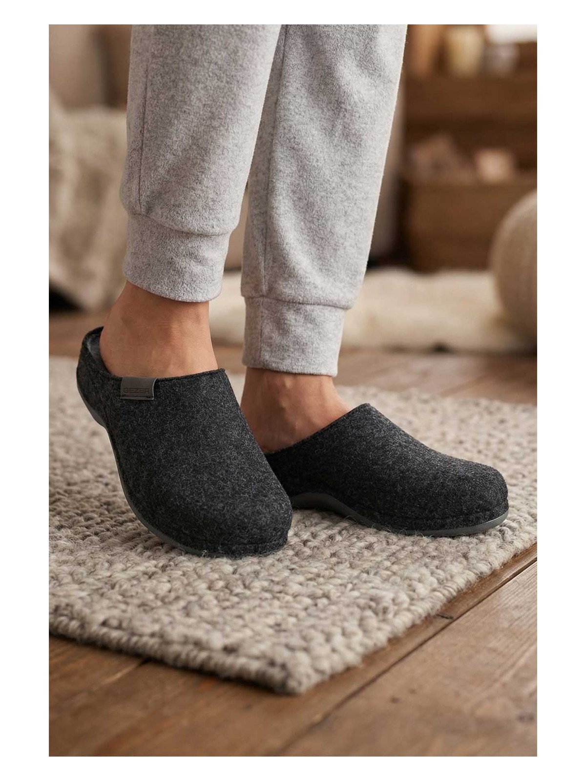 Gezer Feichtingen Kadın Kışlık Keçe Rahat Taban Ev Bahçe Terlik