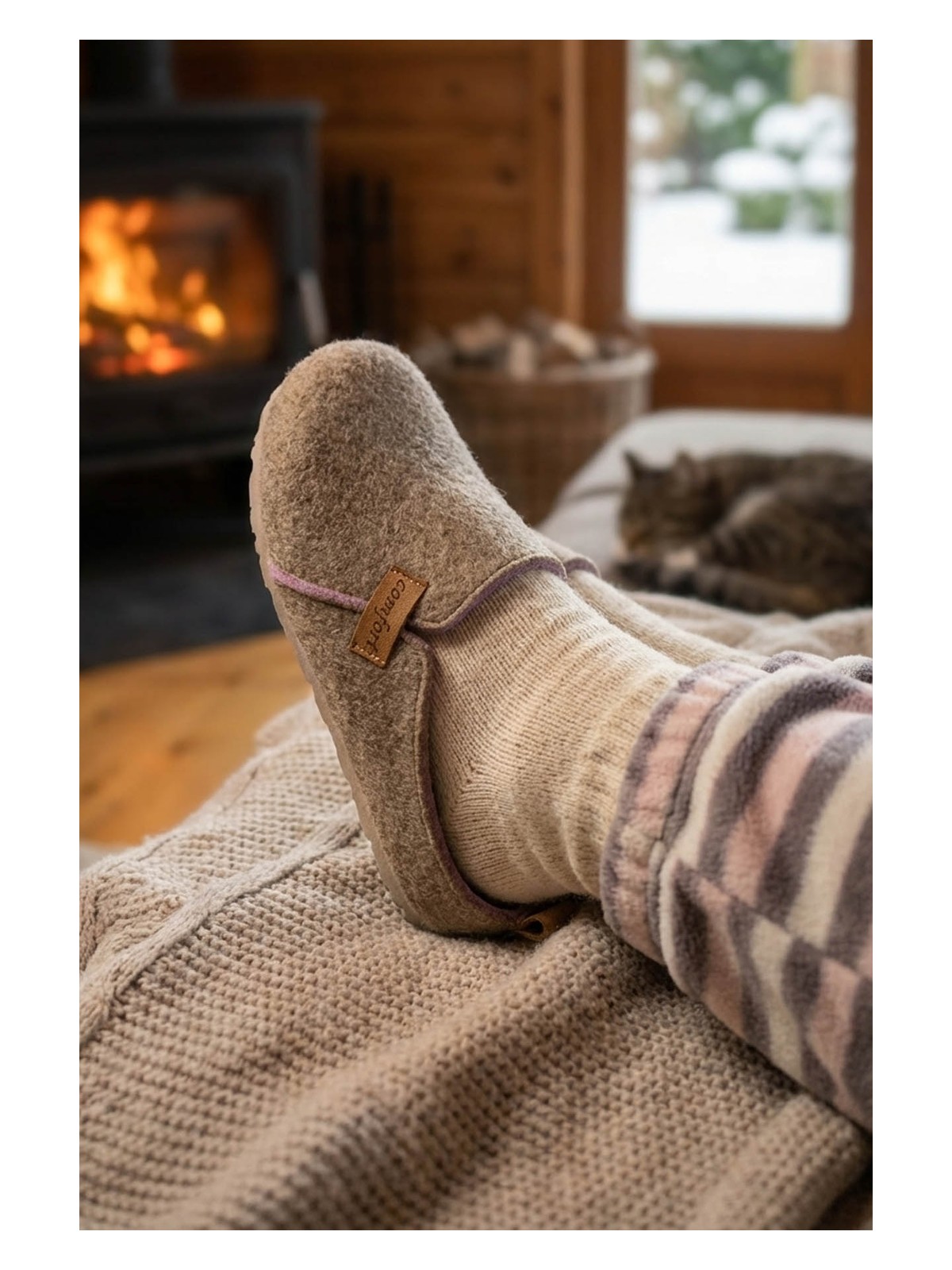 Gezer Kışlık Keçe Comfort Taban Kadın Ev Bahçe Terlik - Görsel 3