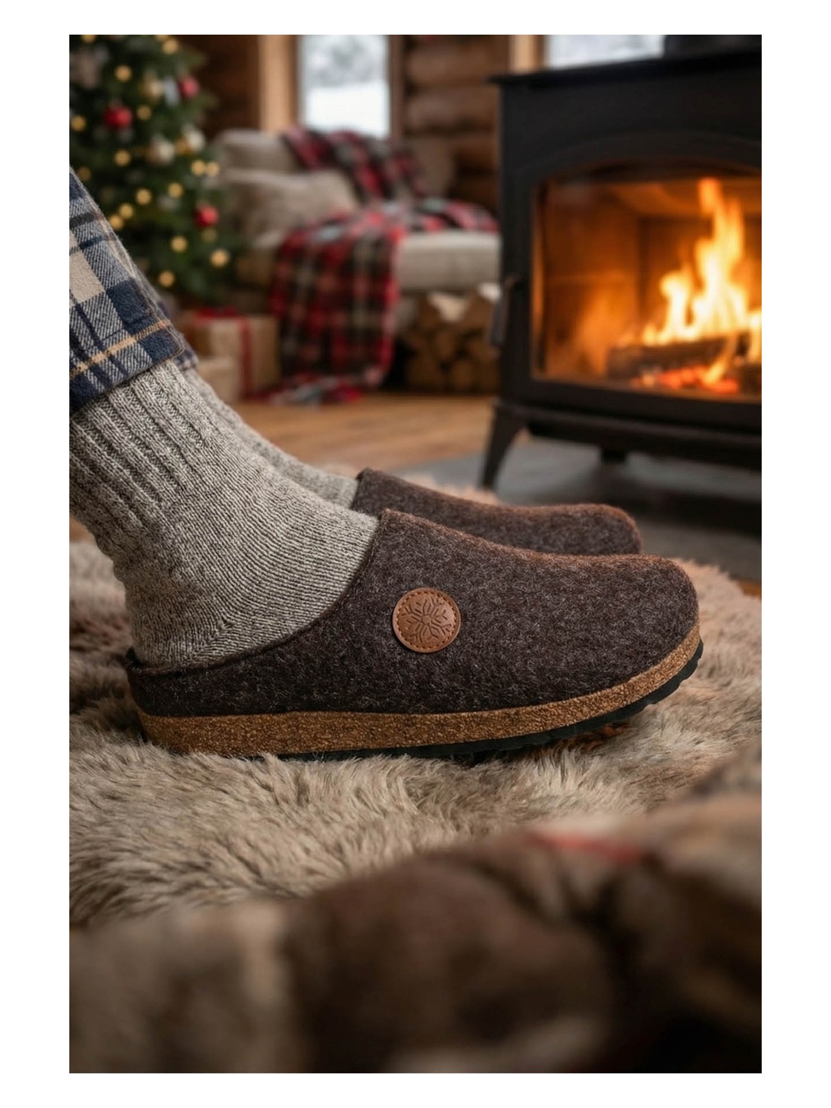 Gezer Kışlık Mantar Taban Ev Bahçe Rahat Taban Erkek Terlik - Görsel 5