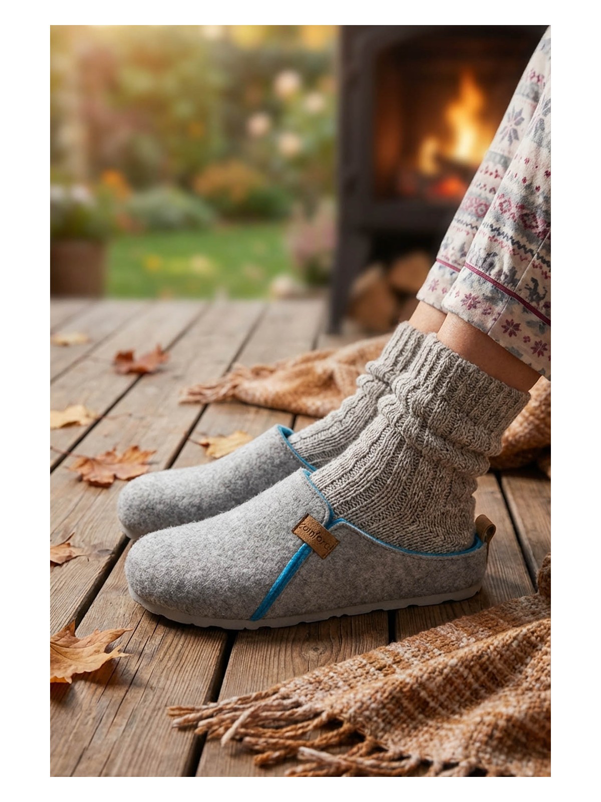 Gezer Kışlık Keçe Comfort Taban Kadın Ev Bahçe Terlik