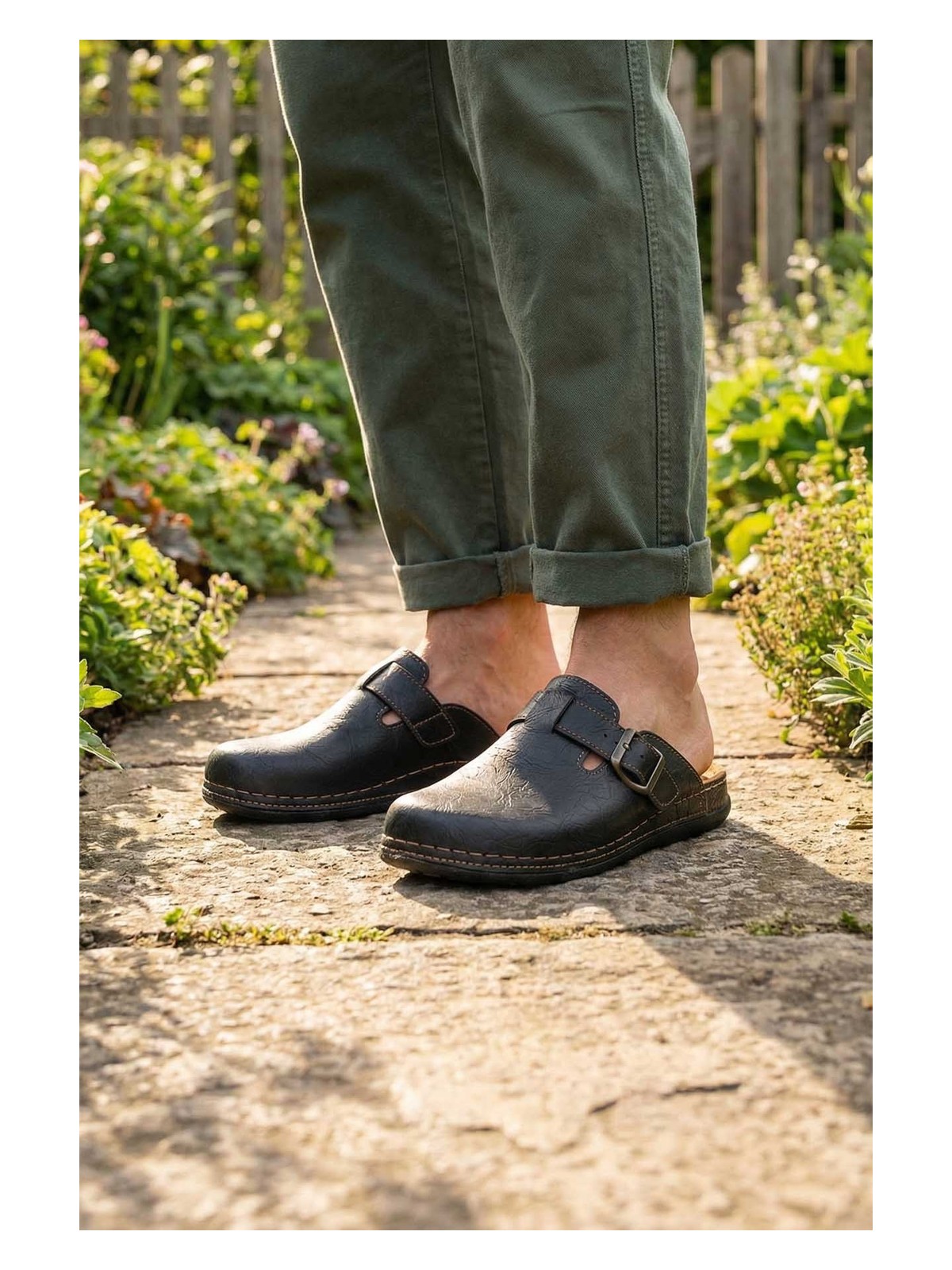 Gezer Erkek İç Taban Hakiki Deri Tek Toka Ayarlanabilir Ev Bahçe Günlük Terlik - Görsel 4