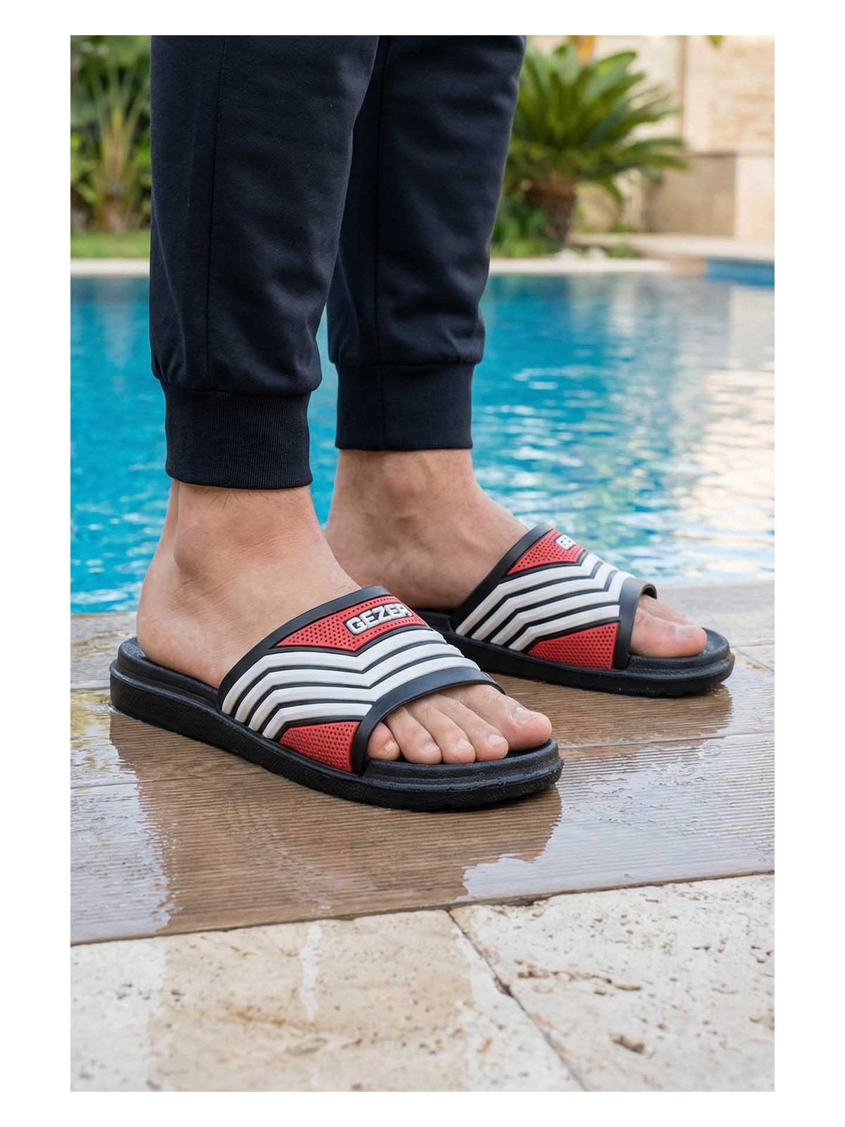 Gezer Erkek Yazlık Eva Islak Zemine Uygun Günlük Ev Bahçe Havuz Banyo Terlik