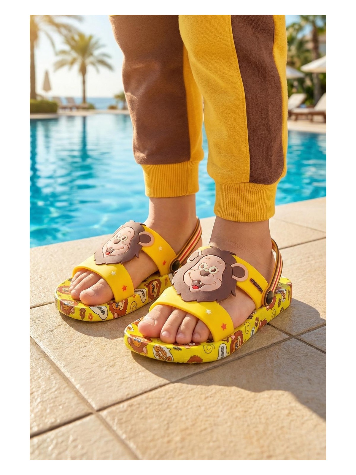 Gezer Yazlık Erkek Çocuk Islak Zemine Uygun Ev Bahçe Plaj Havuz Günlük Terlik Sandalet