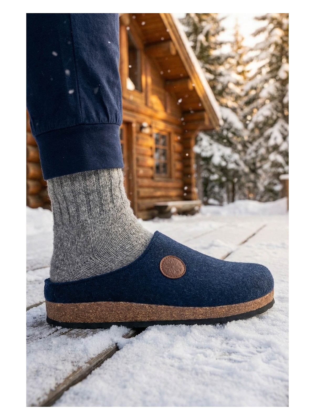 Gezer Kışlık Mantar Taban Ev Bahçe Rahat Taban Erkek Terlik - Görsel 4