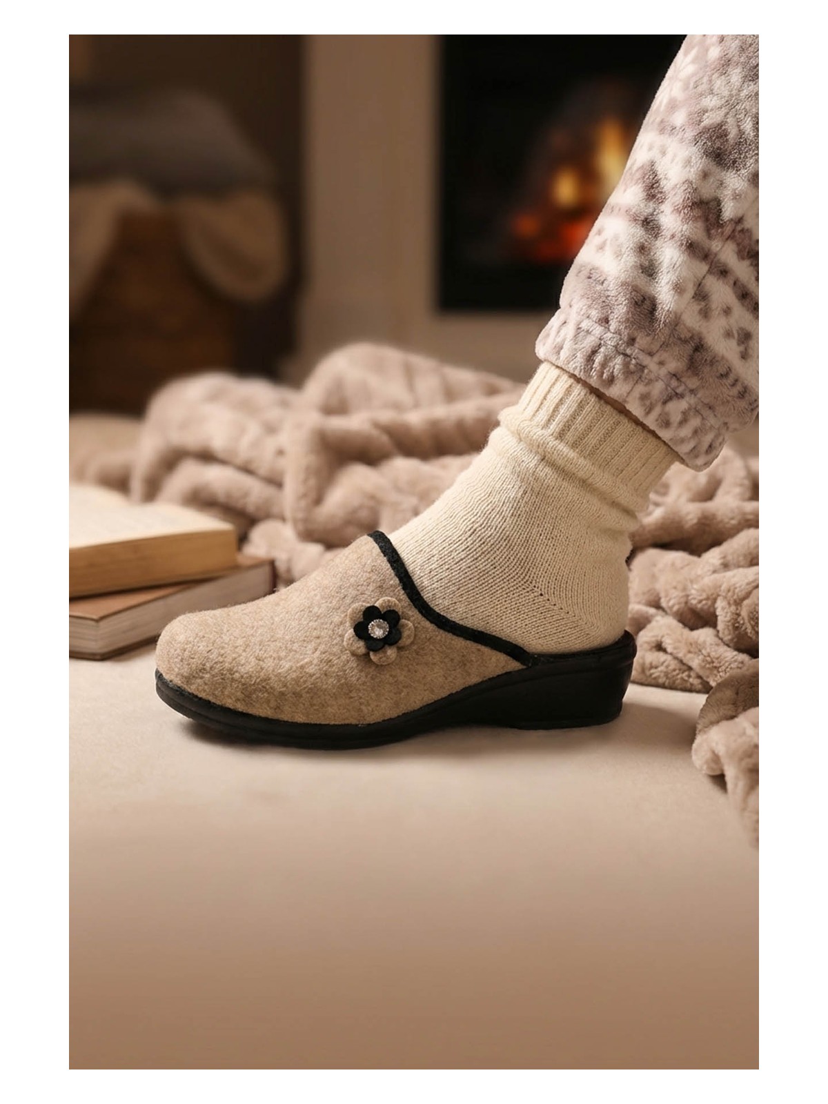 Gezer Kışlık Ev Bahçe Yüksek Topuk Kadın Terlik - Görsel 3