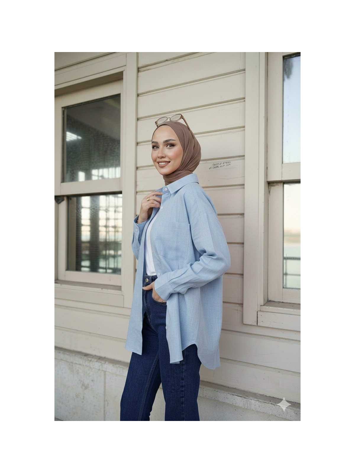 Jadewear Keten Look Owersize Gömlek - Görsel 8