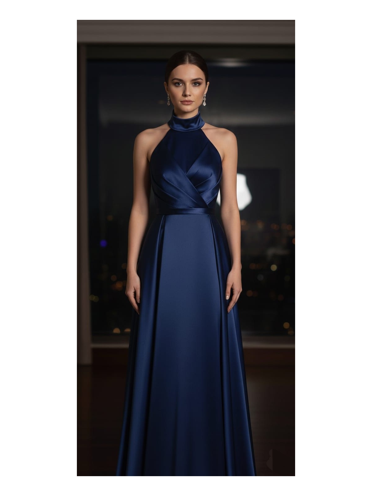 Moda Makko Halter Yaka Drapedetaylı Pileli Etekli Mezuniyet Elbisesi - Görsel 4