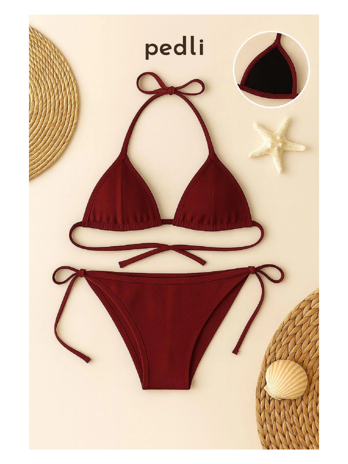 Beruflic Kadın 3'lü Set Leopar Desenli Şortlu ve Yandan Bağlamalı Bikini Mayo Takımı - Görsel 5