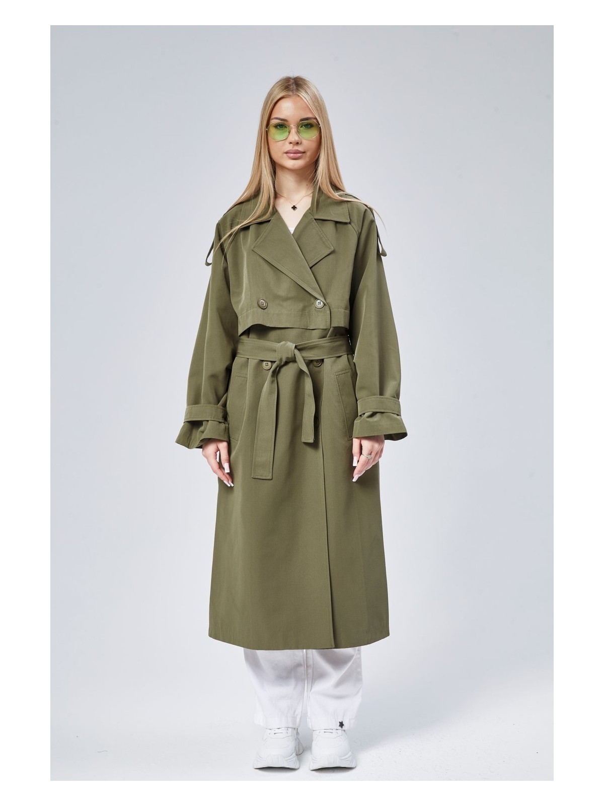 Bolivente Acı Kahve Kruvaze Kapama Rüzgarlık Detaylı Trençkot 44956 - Görsel 4