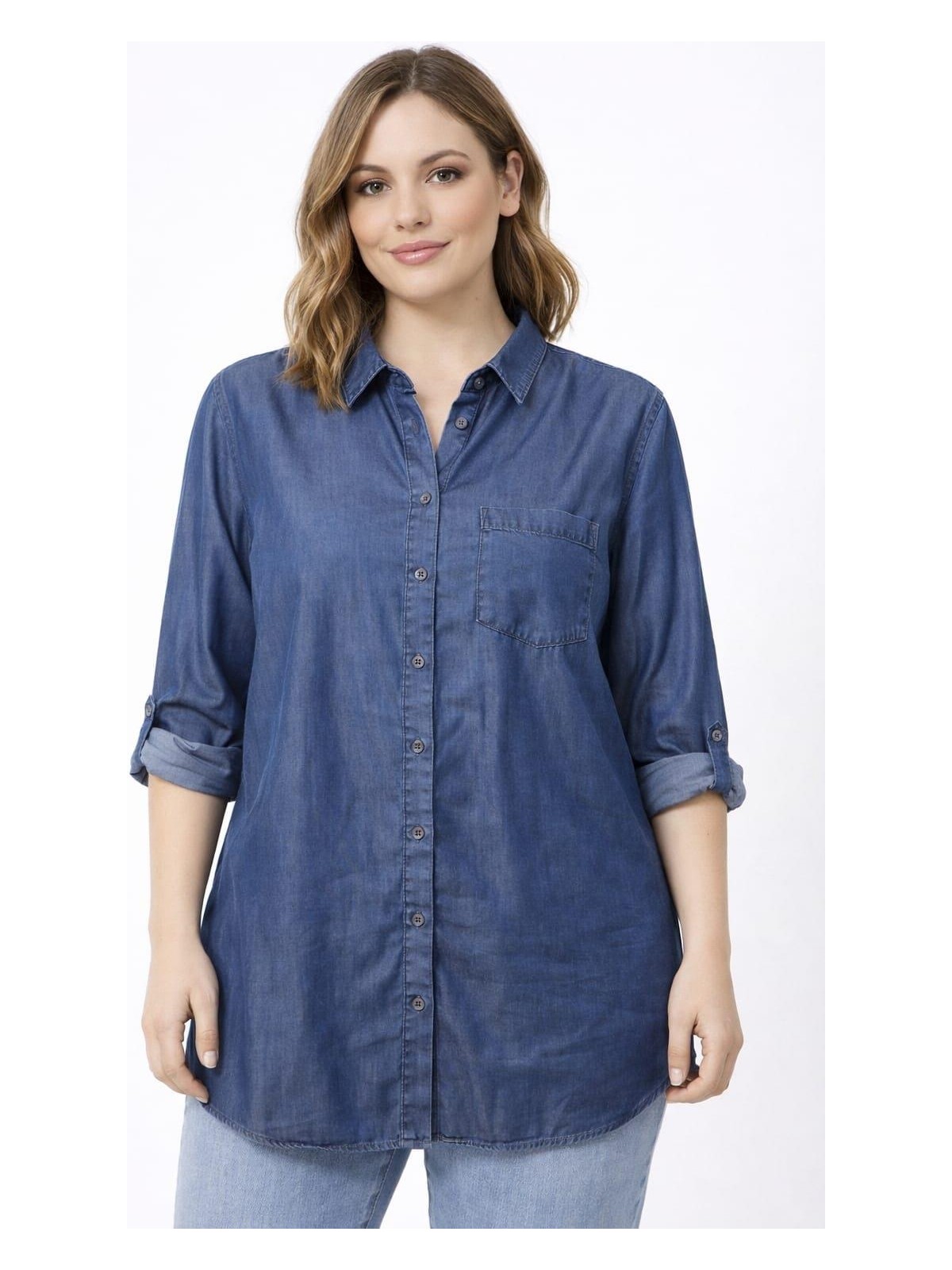 Bonıta Lız Tek Cep Ince Kumas Uzun Kol Kot Gomlek Tunık