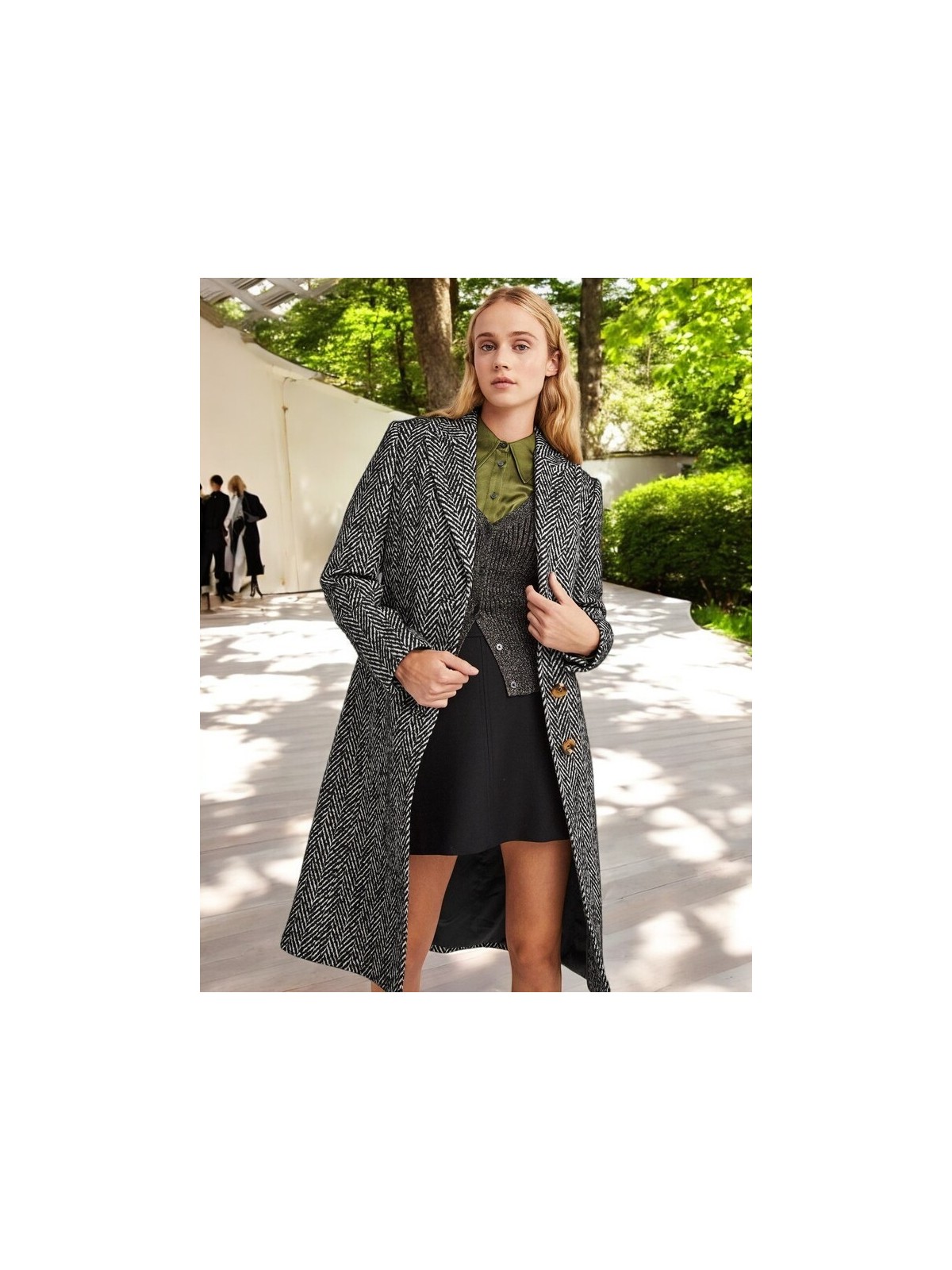 Barbora Kışlık Astarlı Balık Sırtı Detaylı Kaşmir Kaban