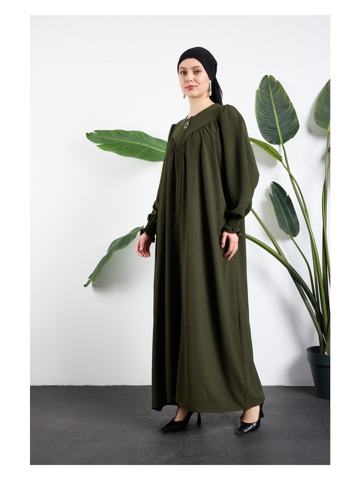 Oktayusta Collection V Robalı Mevlana Kesim Tessettür Ferace Siyah - Görsel 5