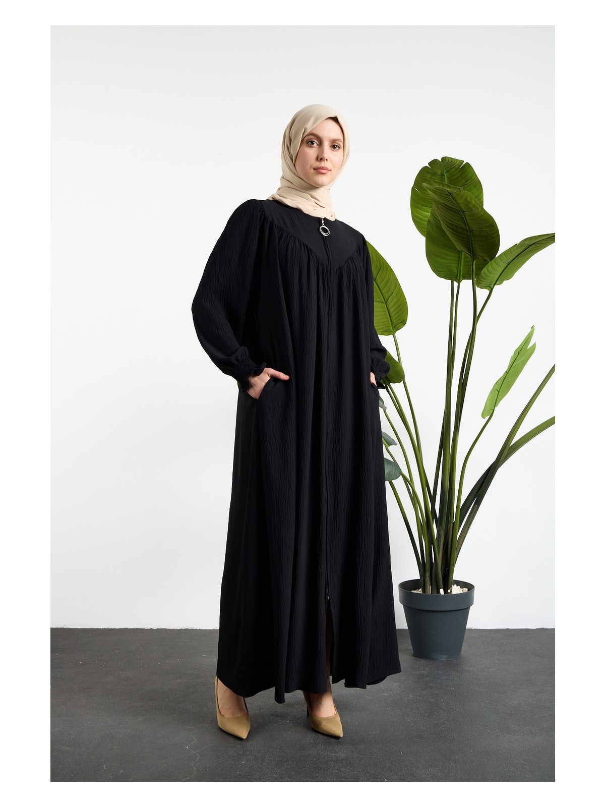 Oktayusta Collection V Robalı Mevlana Kesim Tessettür Ferace Siyah